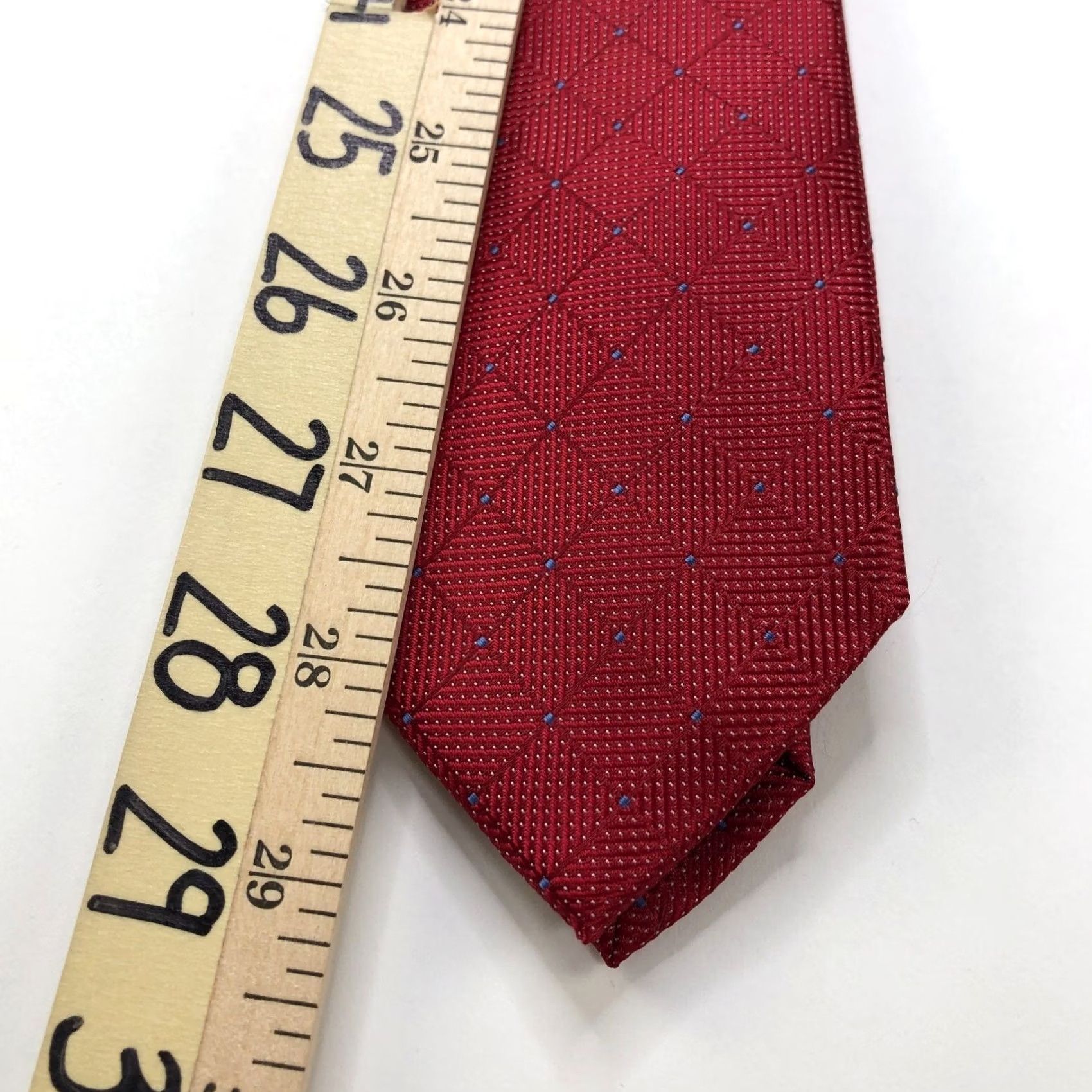 Perry Ellis VINTAGE Perry Ellis Portfolio NEW Red 100% Polyester Neck Tie Geometric 2.75 In /58-in Tie Men Vintage Mens Size ONE SIZE - 4 Thumbnail