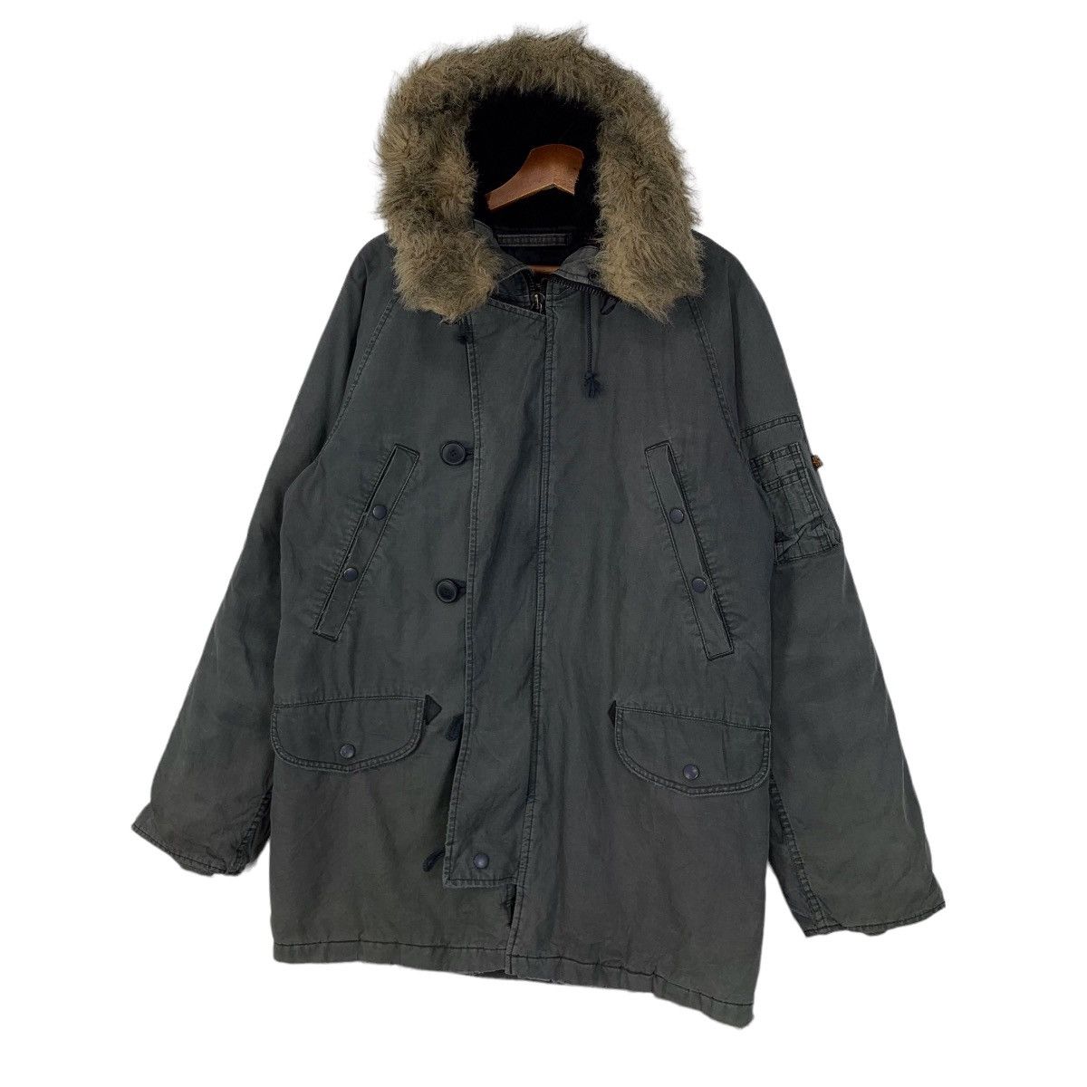 Alpha Industries × Vintage Vintage Alpha Industries Military Parka Jacket Size US L / EU 52-54 / 3 - 3 Thumbnail