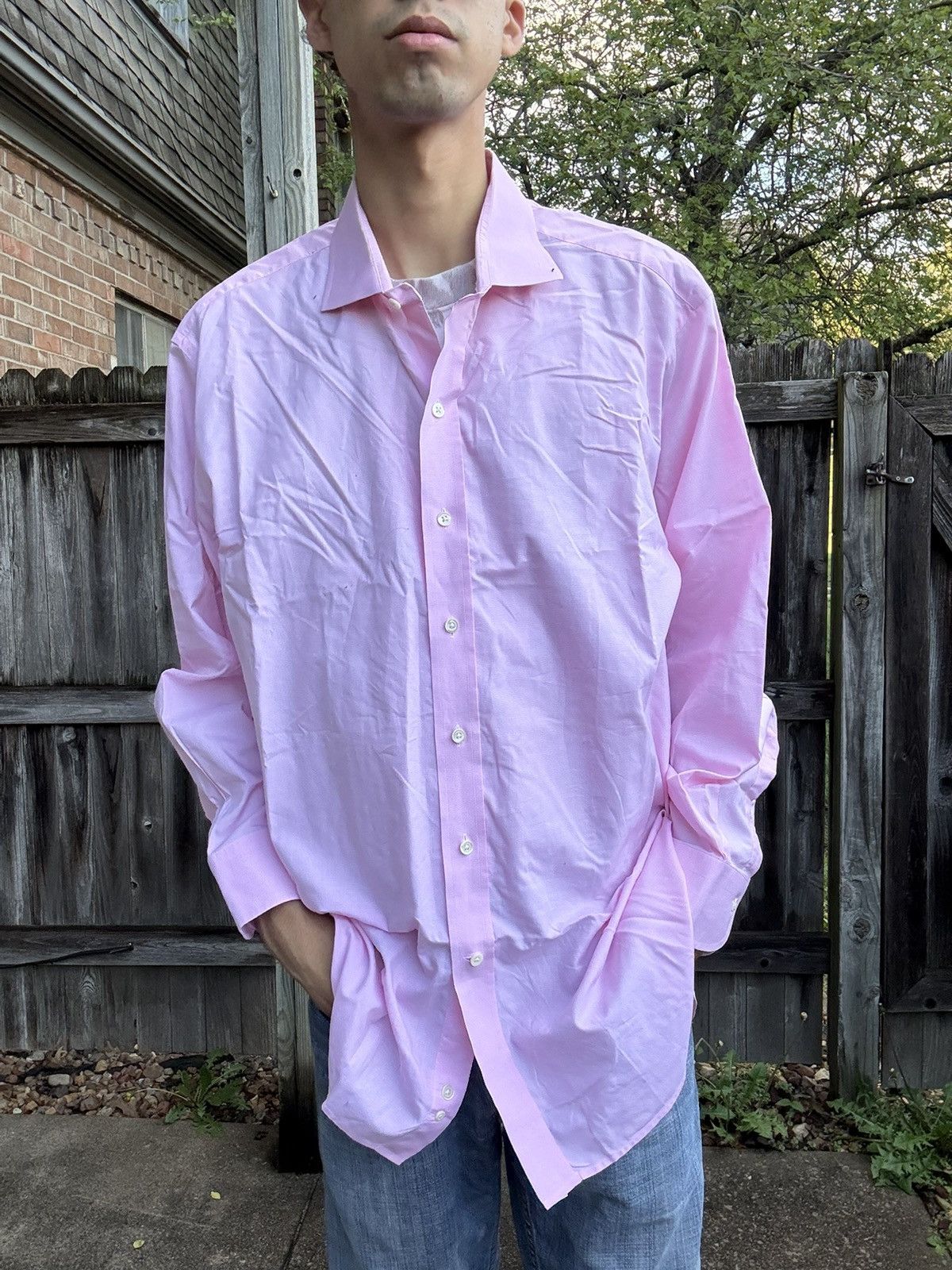 Ledbury Fine Oxford Pink End-On-End Size 36R - 1 Thumbnail