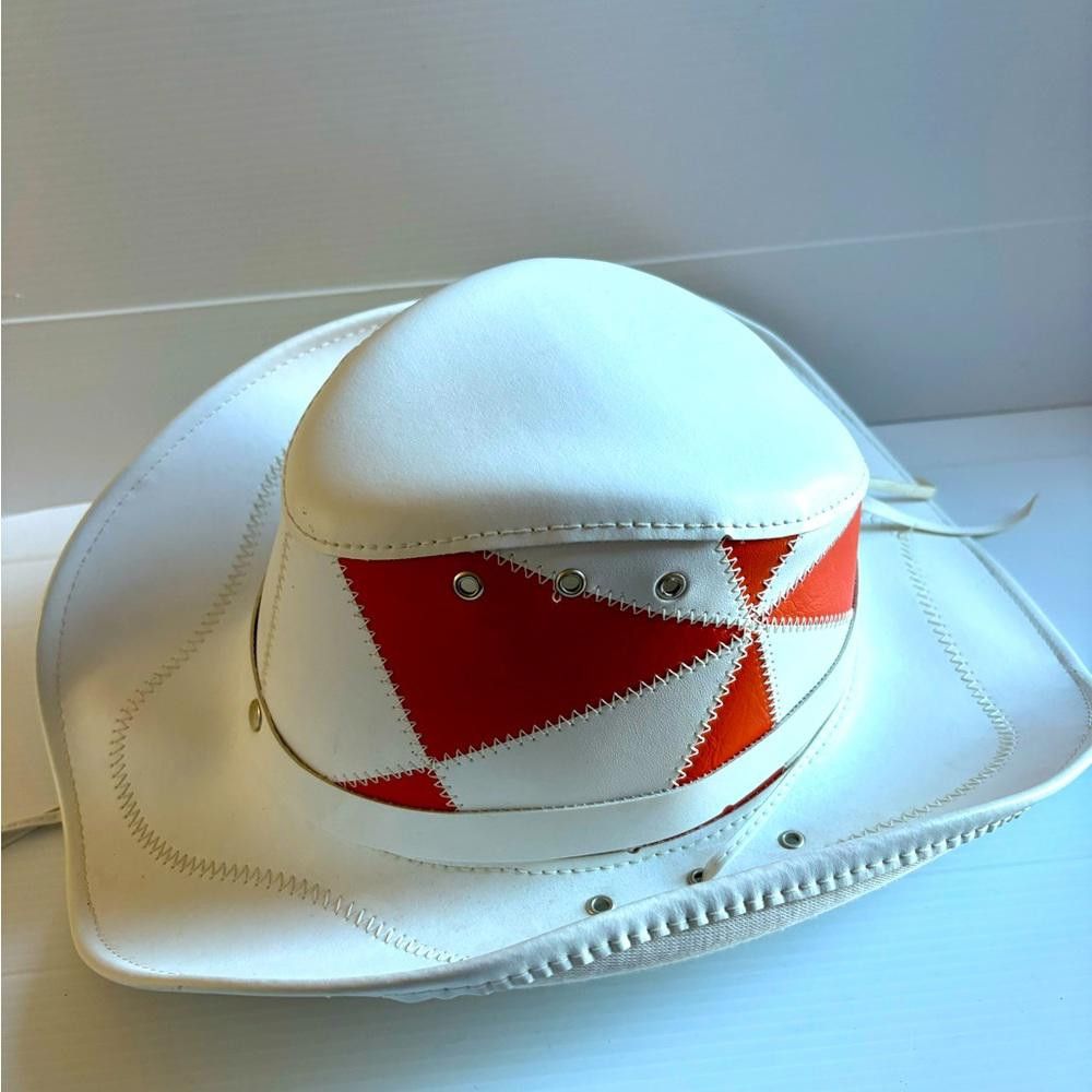 Designer Leather Color Block Cowboy Hat Size ONE SIZE - 1 Thumbnail