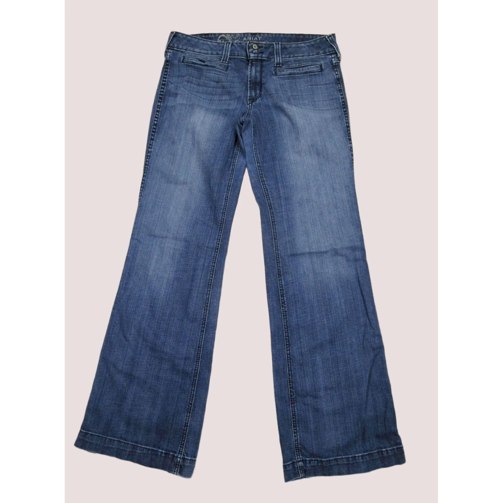 Ariat Ariat Jeans Bootcut Women 32 Tall Blue Dark Wash 5-Pocket Denim Stretch Cowgirl Pants Linked Logo Womens Jeans Size 24" / US 00 / IT 34 - 1 Thumbnail