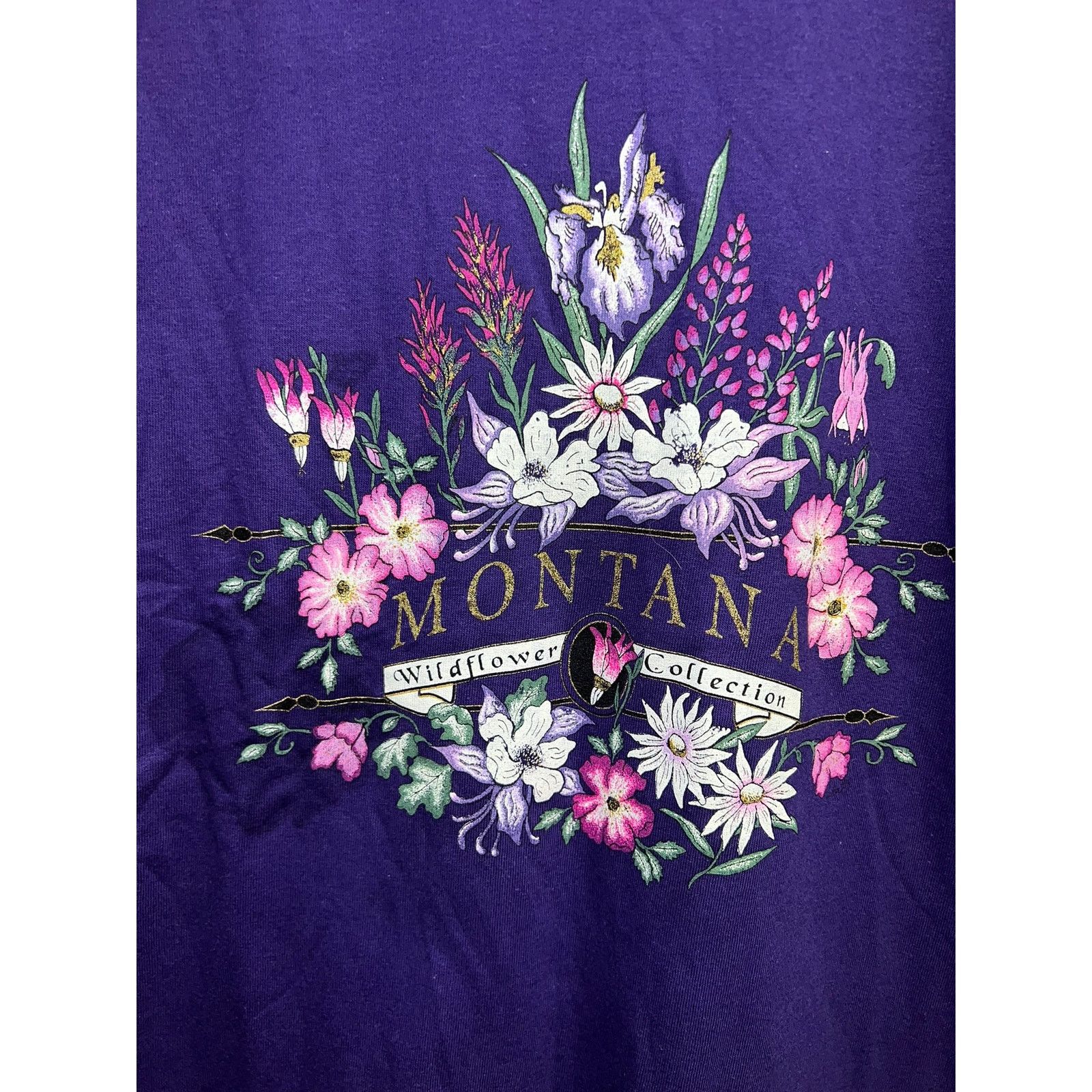 Jerzees Vintage Montana Shirt Willdflower Collection Purple Tee 90s Size US M / EU 48-50 / 2 - 4 Thumbnail