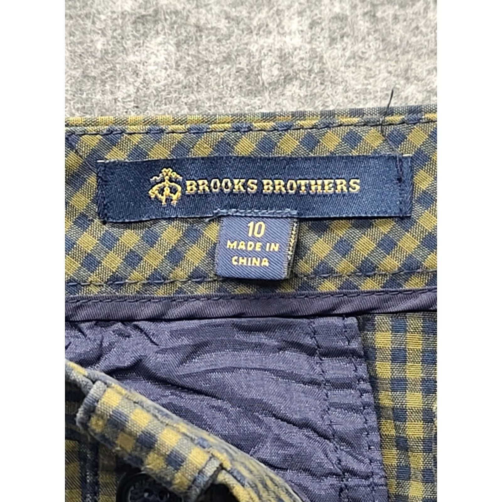 Brooks Brothers VINTAGE Brooks Brothers Gingham Pants Slim Ankle 10x28 Women Blue Yellow Check Stretch Cotton Spandex Sl o? Size 32" / US 10 / IT 46 - 3 Thumbnail