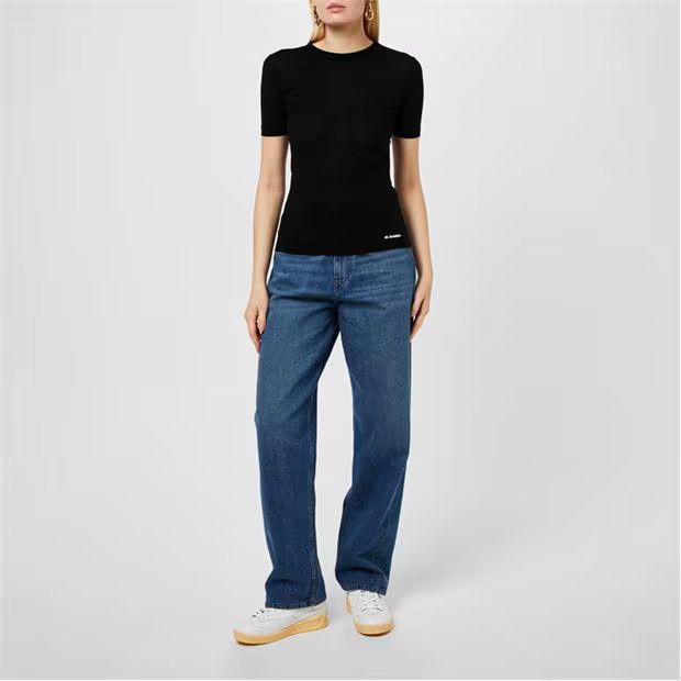 Jil Sander o1g2r1mq1024 Round Neck Logo T-Shirt in Black Size XS / US 0-2 / IT 36-38 - 7 Thumbnail
