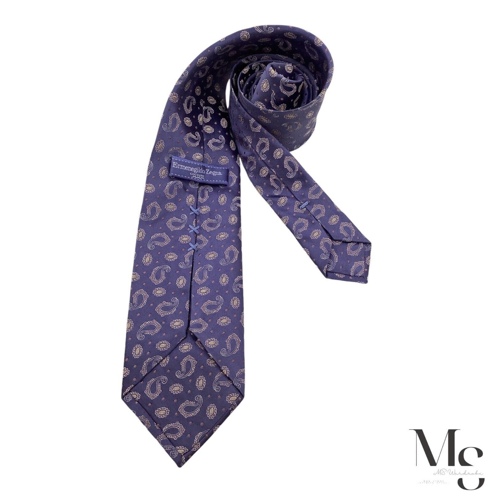 Ermenegildo Zegna ERMENEGILDO ZEGNA COUTURE PURPLE Paisley Silk Tie In Made It Size ONE SIZE - 2 Thumbnail