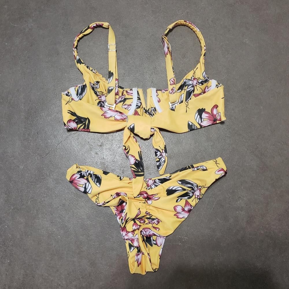 Designer Multicolored Floral Zaful Bikini Set Size ONE SIZE - 2 Thumbnail