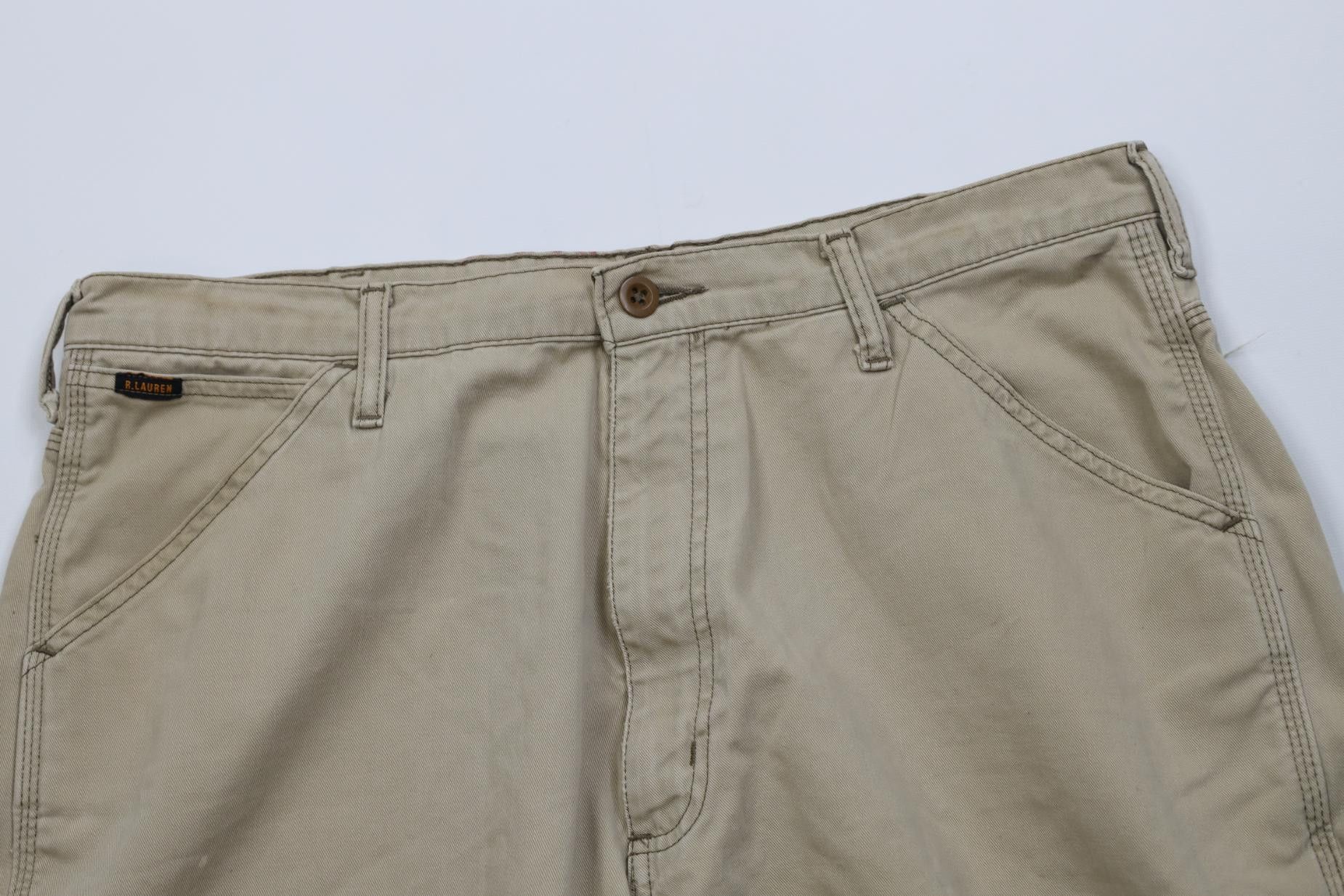 Polo Ralph Lauren Vintage 90s Ralph Lauren Baggy Carpenter Shorts Beige Cotton Size US 34 / EU 50 - 2 Thumbnail