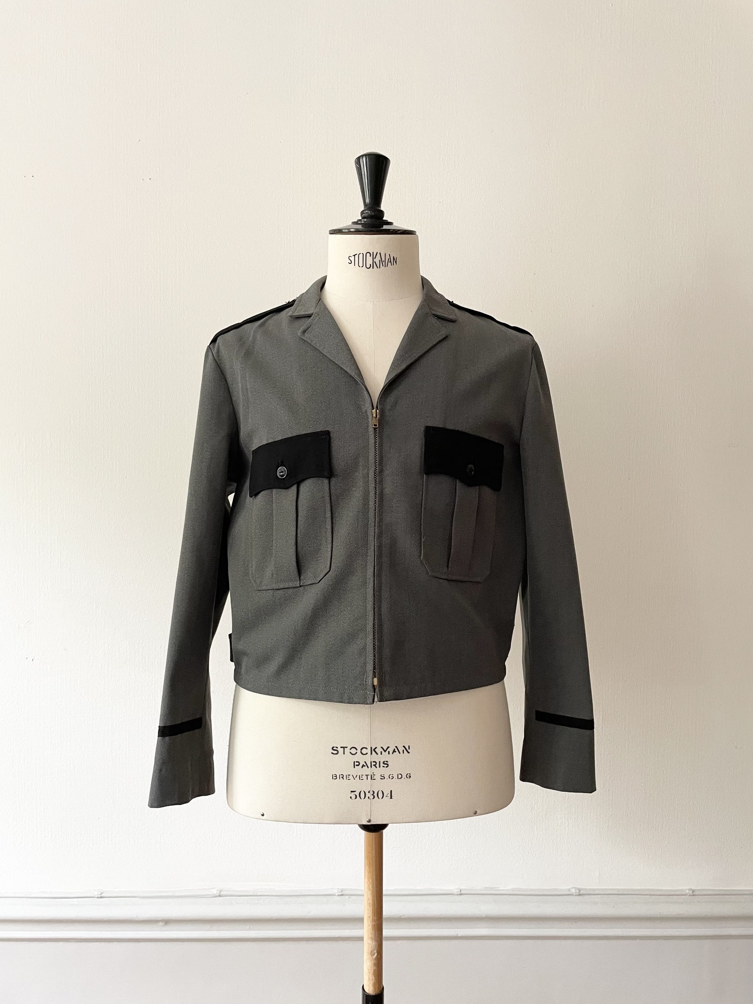 Vintage 1940's Two Tone Gabardine Uniform Work Jacket - Medium Size US M / EU 48-50 / 2 - 2 Thumbnail