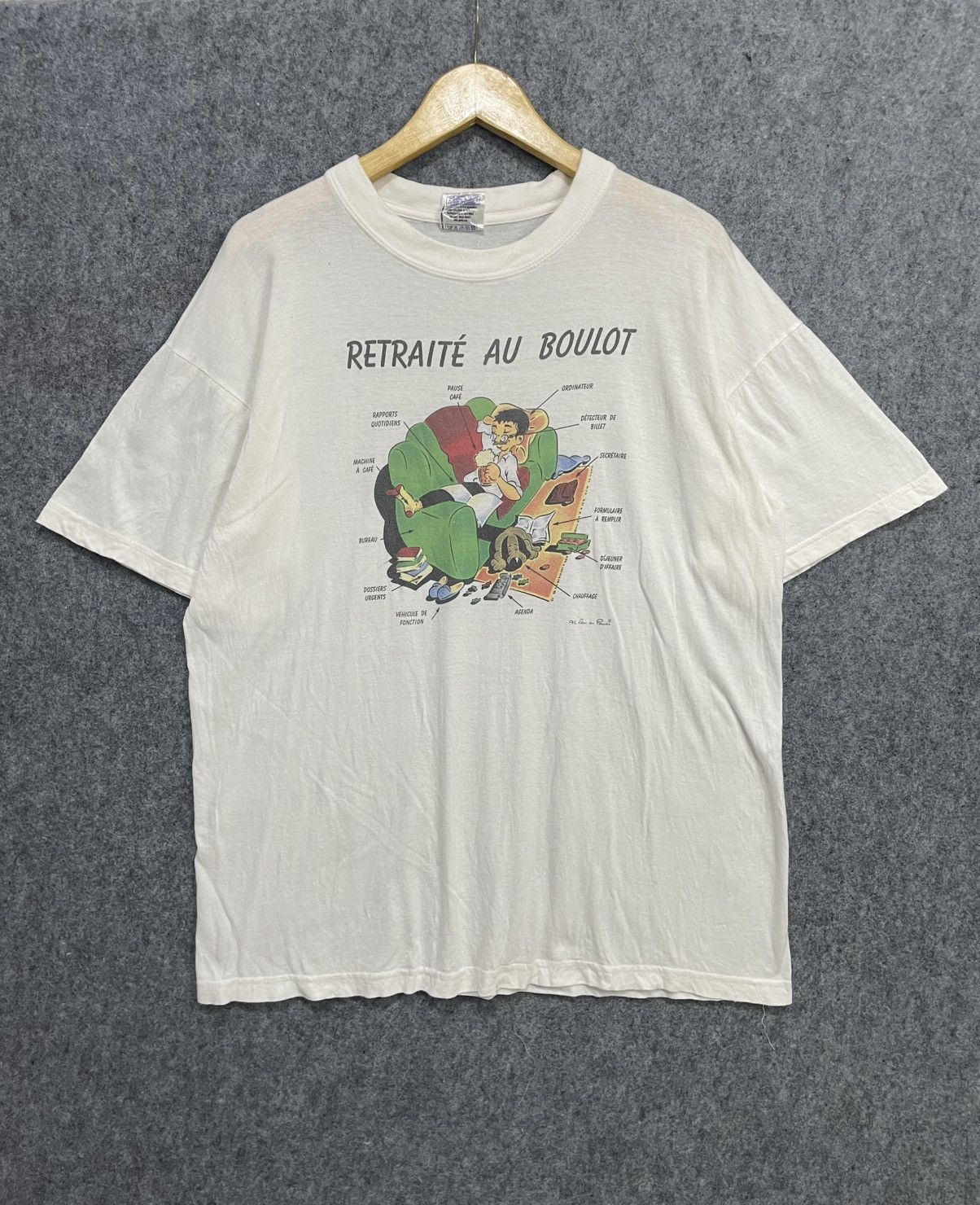 Vintage Vintage Humorous French Cartoon Graphic Tee Size US XL / EU 56 / 4 - 1 Thumbnail