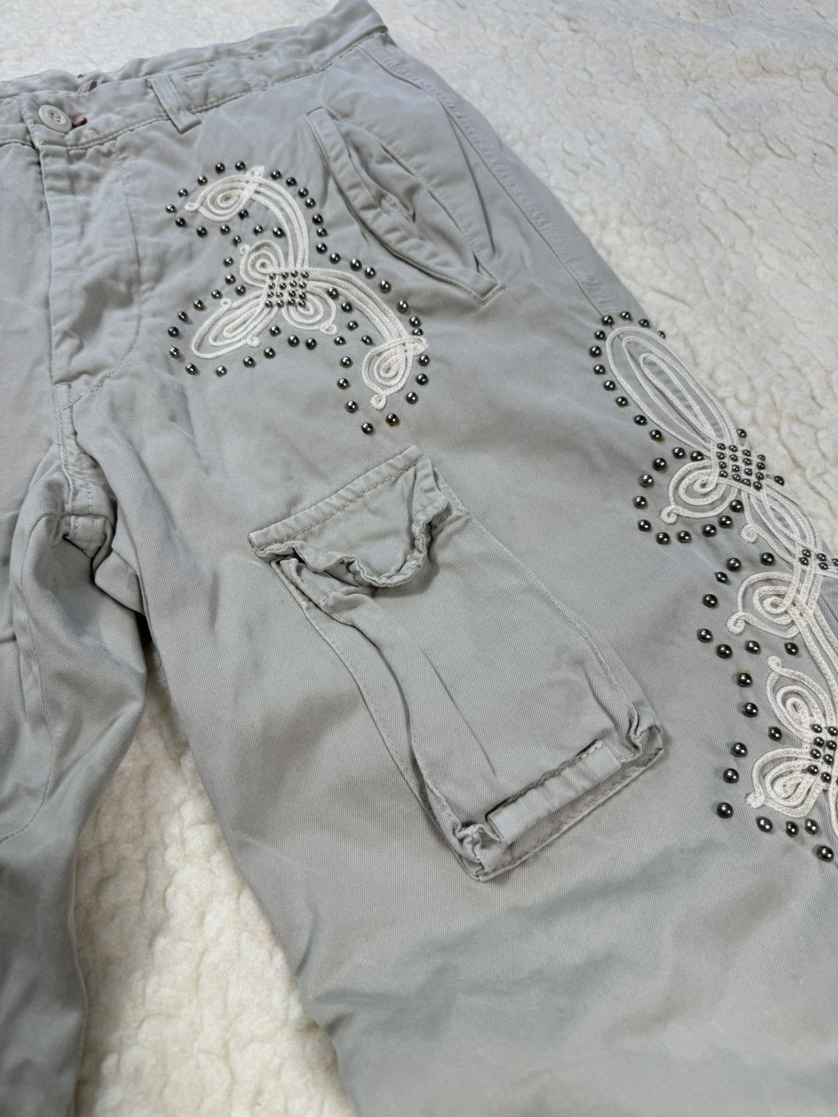 Mason's Masons embroidery metal rivets vintage cargo pockets pants Size US 32 / EU 48 - 4 Thumbnail