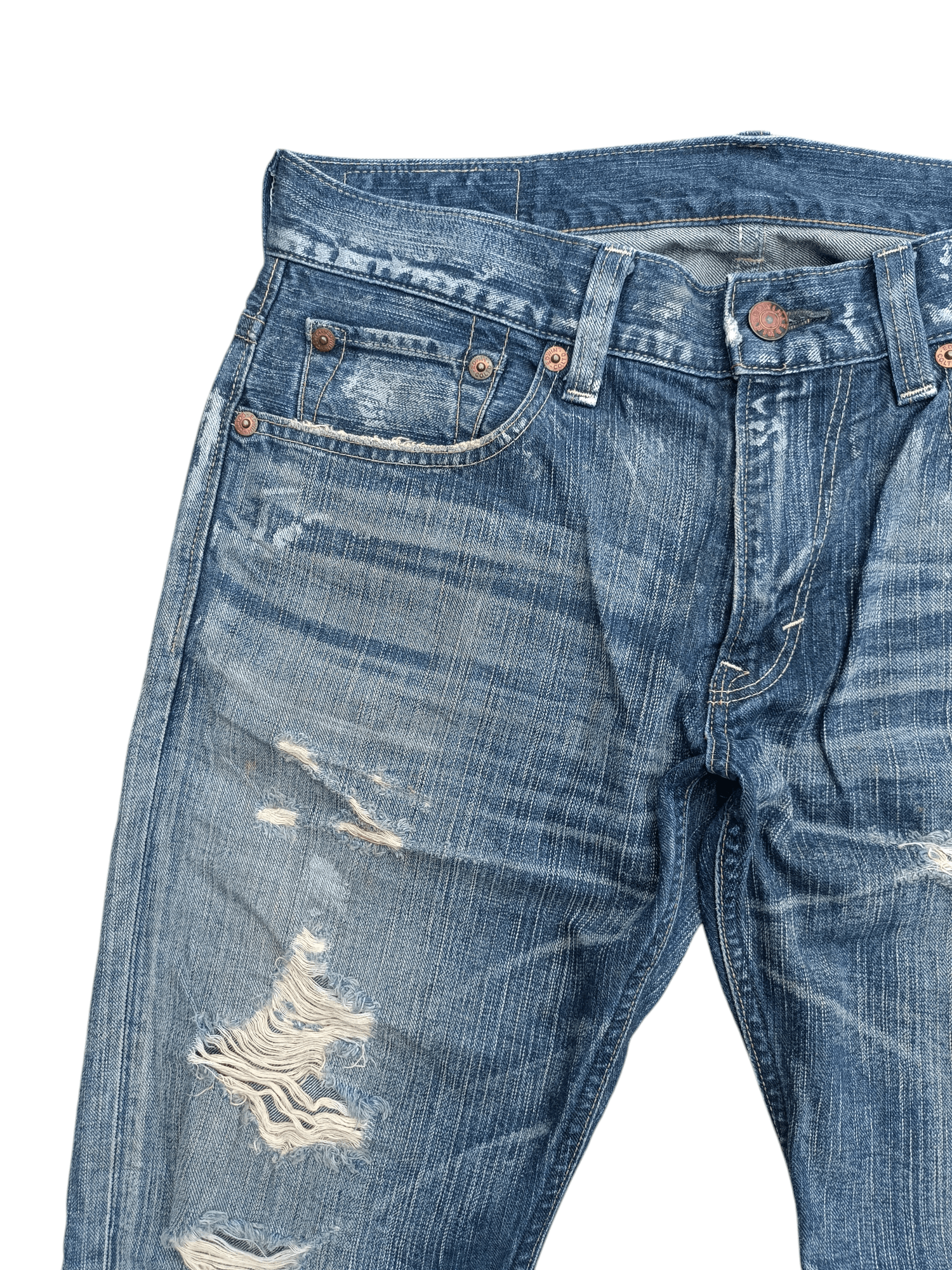 Edwin FLARED Edwin 503 Blue Trip Dirty Mud Wash Distressed Jeans Size US 35 - 15 Thumbnail