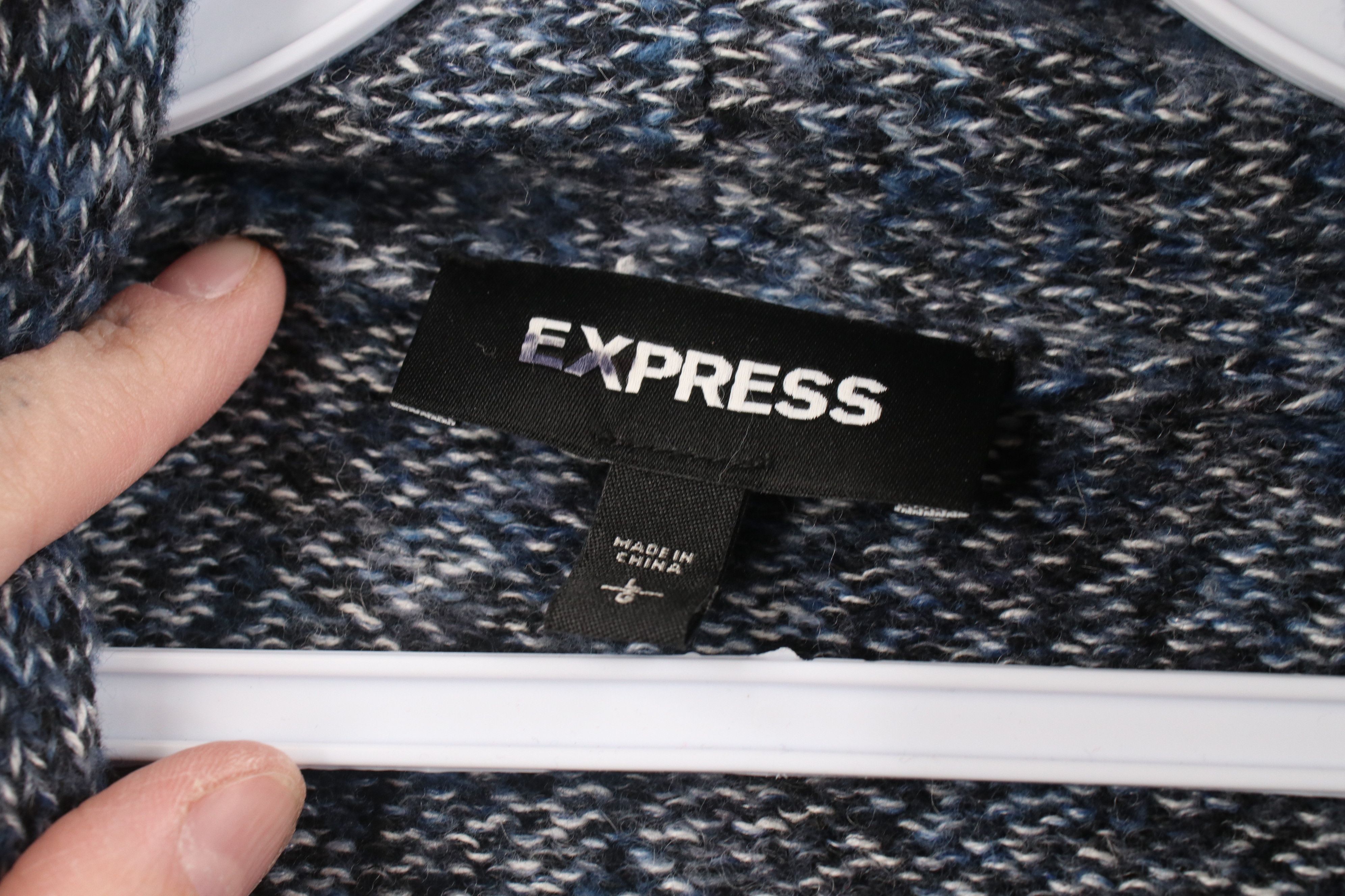 Express Express Fleck Wool Blend Knit Shawl Cardigan Sweater Blue Size US L / EU 52-54 / 3 - 6 Thumbnail