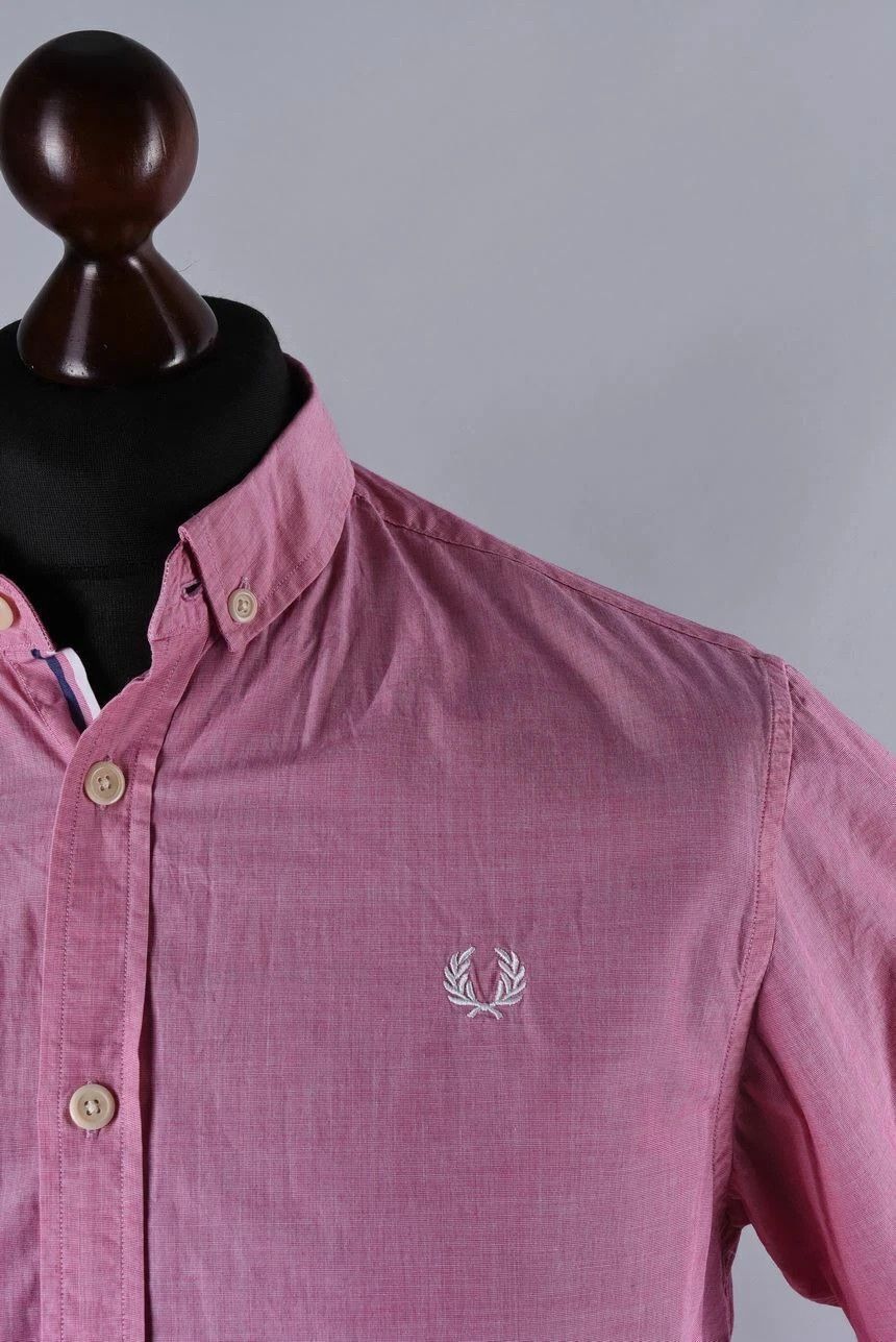 Fred Perry Fred Perry Pink Cotton Short Sleeve Slim Fit Shirt Size US M / EU 48-50 / 2 - 2 Thumbnail