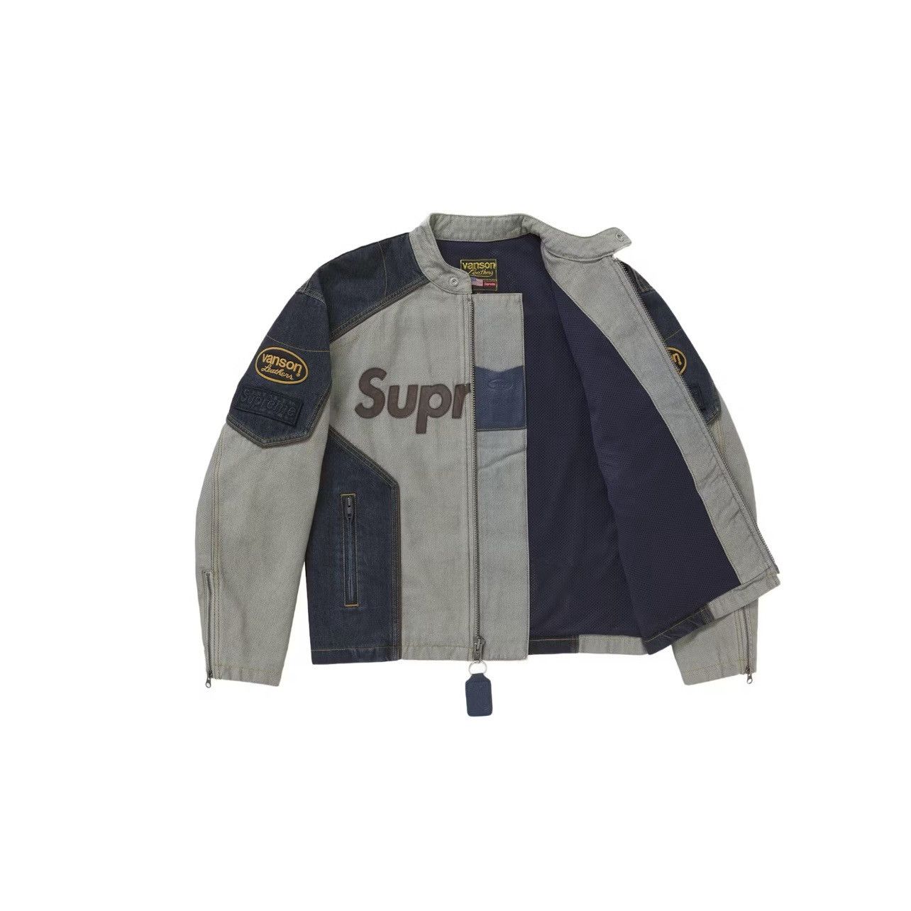 Supreme Vanson Leathers Cordura Cotton Jacket Denim Size: XL