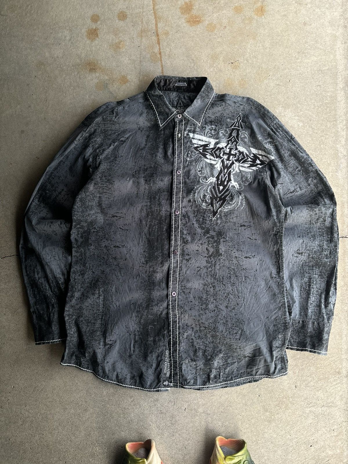 Roar Crazy Roar Grunge Y2K Embroidered Affliction Style Shirt Size US L / EU 52-54 / 3 - 2 Thumbnail