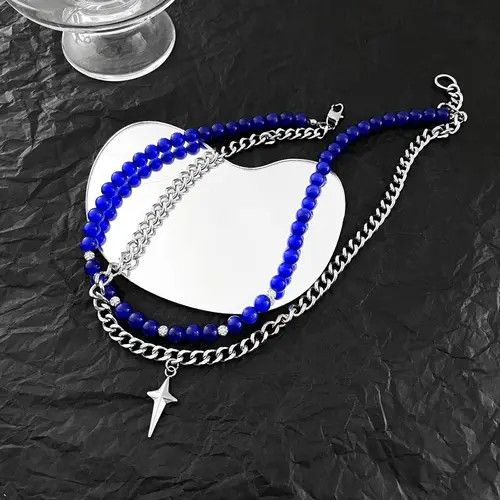Jewelry Double Layered Blue STAR Necklace Size ONE SIZE - 6 Thumbnail