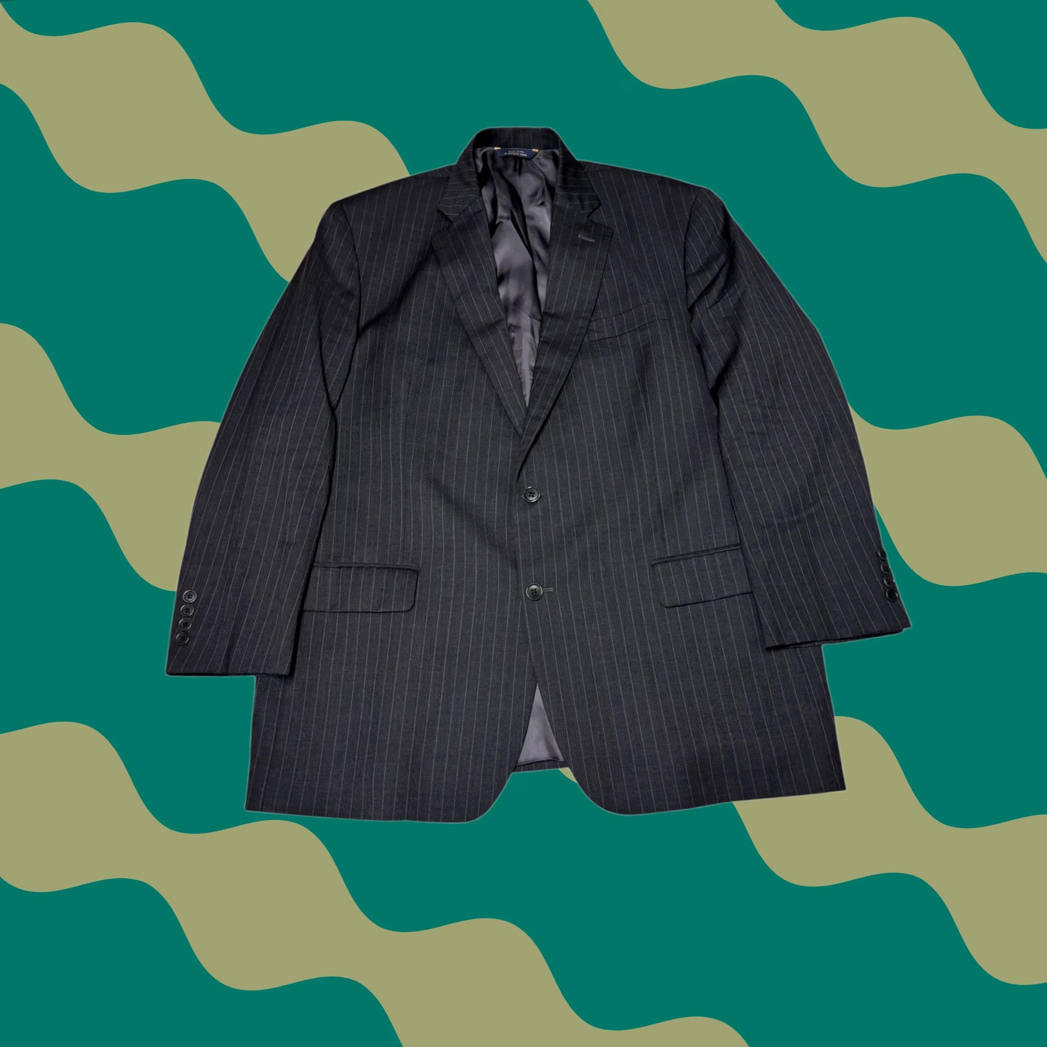 Brooks Brothers Brooks Brothers 1818 Madison Blazer Mens 46R Dark Gray Pinstripe Wool USA Size 46R - 1 Thumbnail