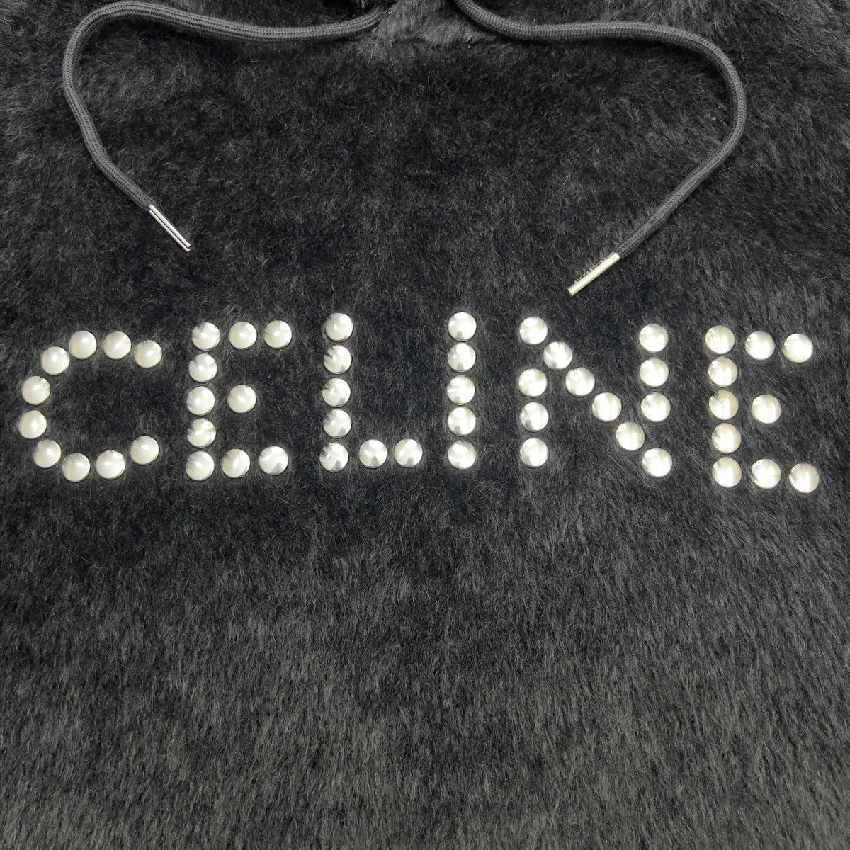 Celine Celine x Hedi Slimane FW22 Alpaca Fur Studded Logo Hoodie Size US M / EU 48-50 / 2 - 8 Thumbnail