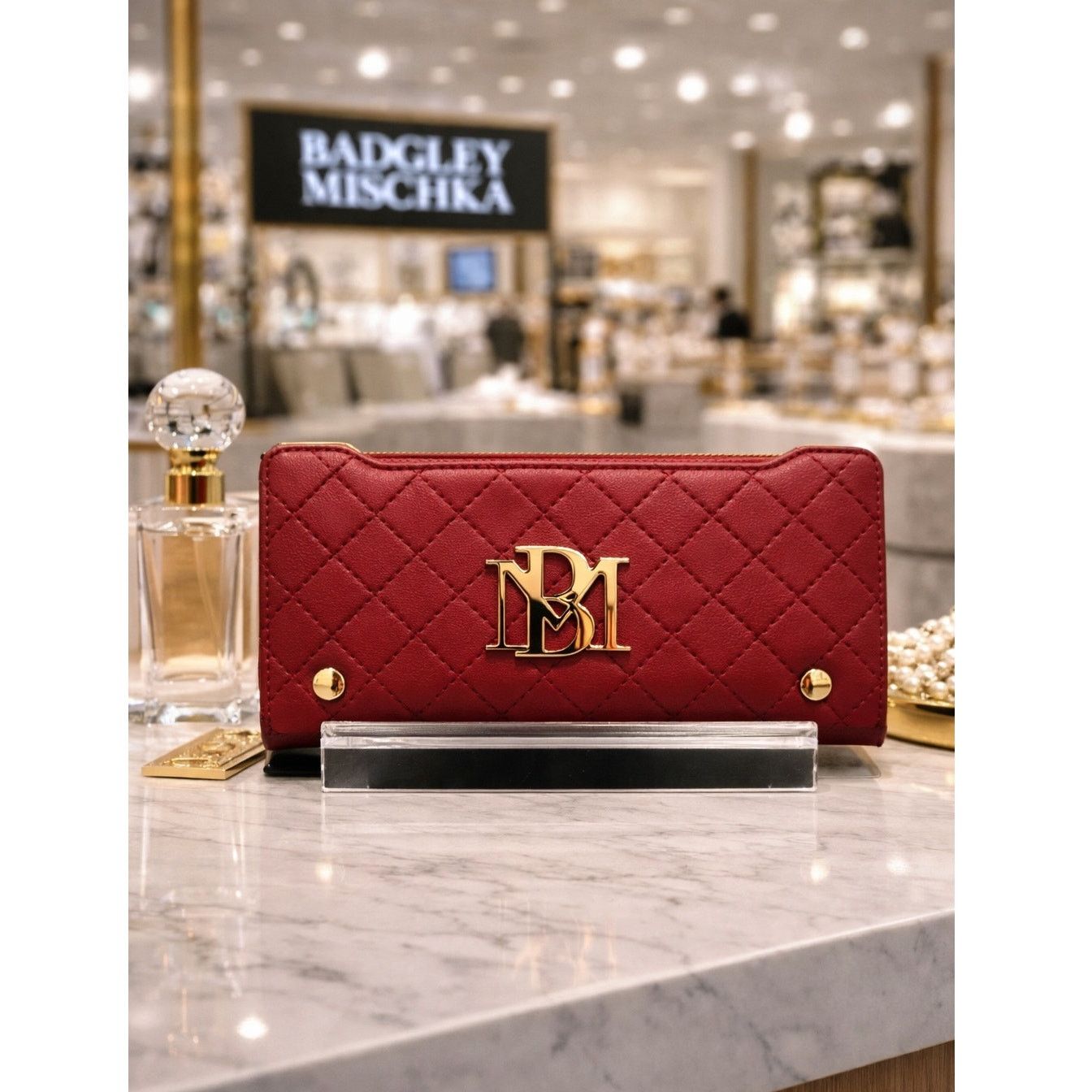 Badgley Mischka Badgley Mischka Quilted Long Wallet - Wine Size ONE SIZE - 1 Thumbnail