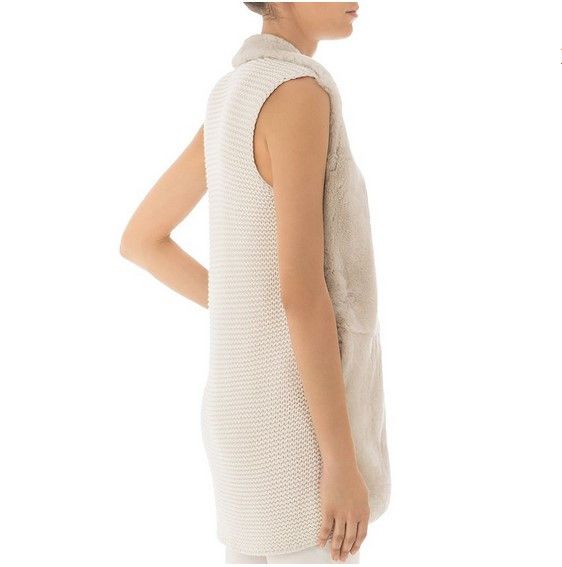 Peserico PESERICO real rabbit fur & knit-back vest. Size 46IT Size L / US 10 / IT 46 - 5 Thumbnail