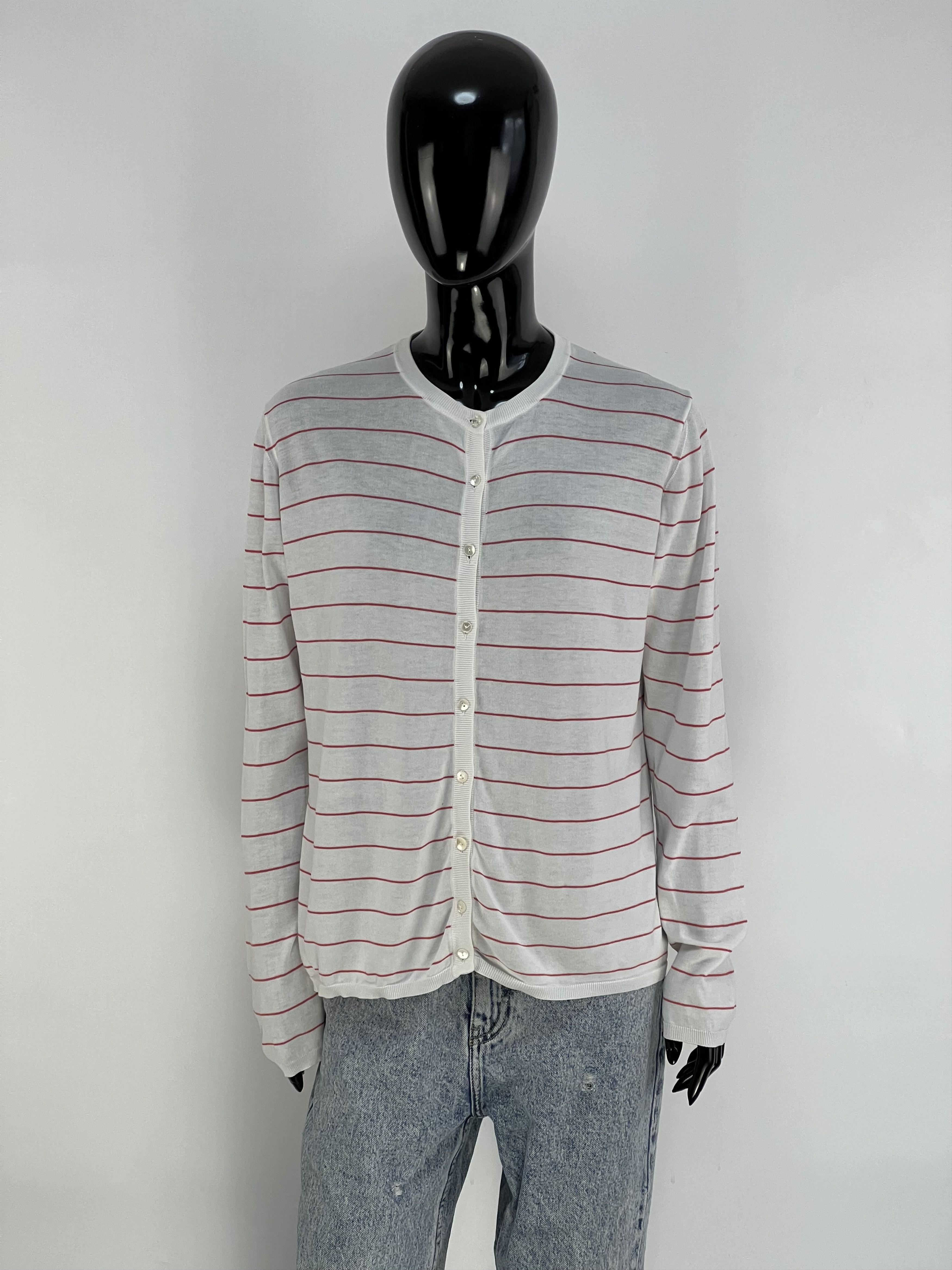 Malo Malo 100% Cotton Striped Crew Neck Cardigan Size IT 46 Size L / US 10 / IT 46 - 1 Thumbnail