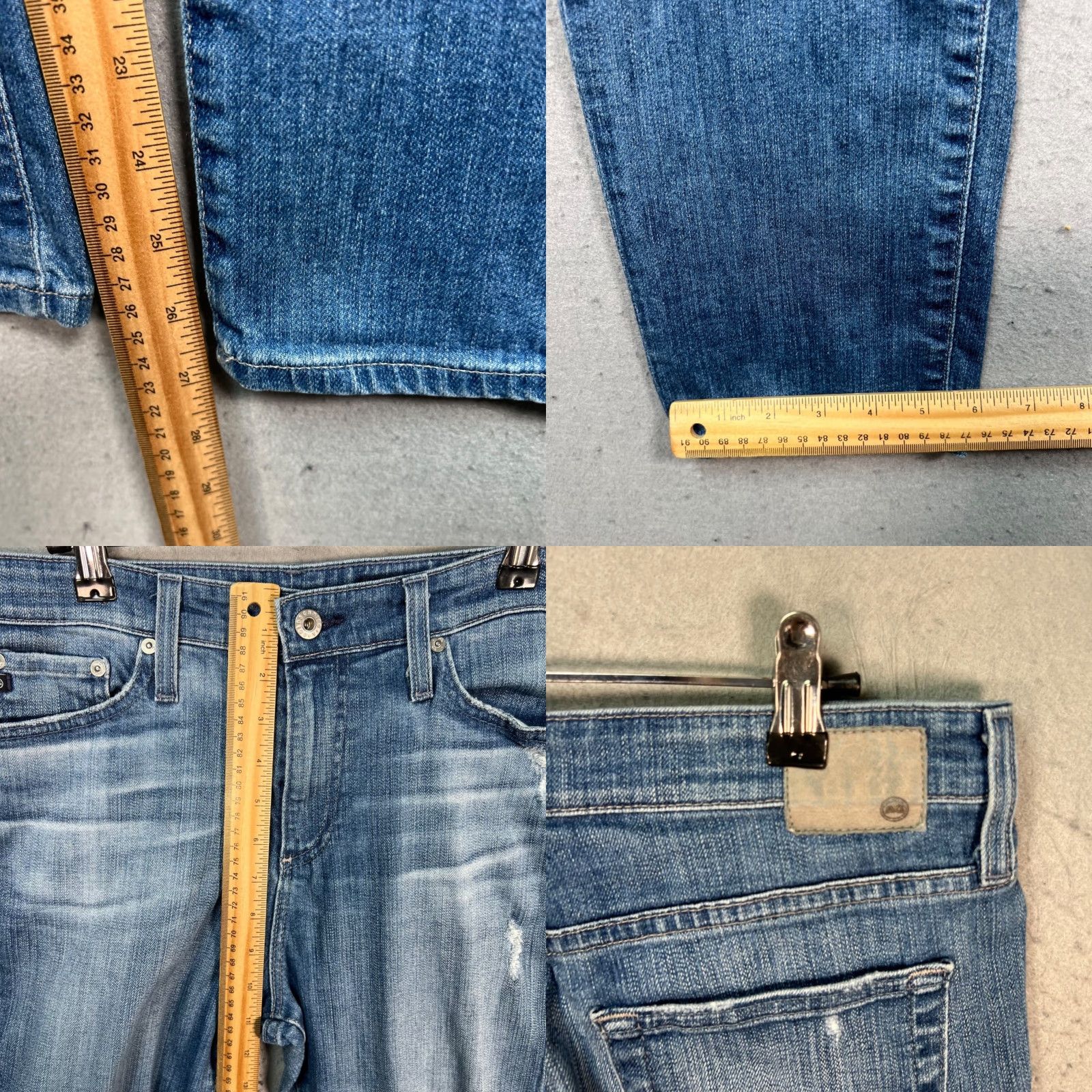Vintage AG Adriano Goldschmied Jeans 28 Women's Distressed Light Wash 5-Pocket Denim Tapered High Rise - Blue Vintage No Size 28" / US 6 / IT 42 - 8 Thumbnail