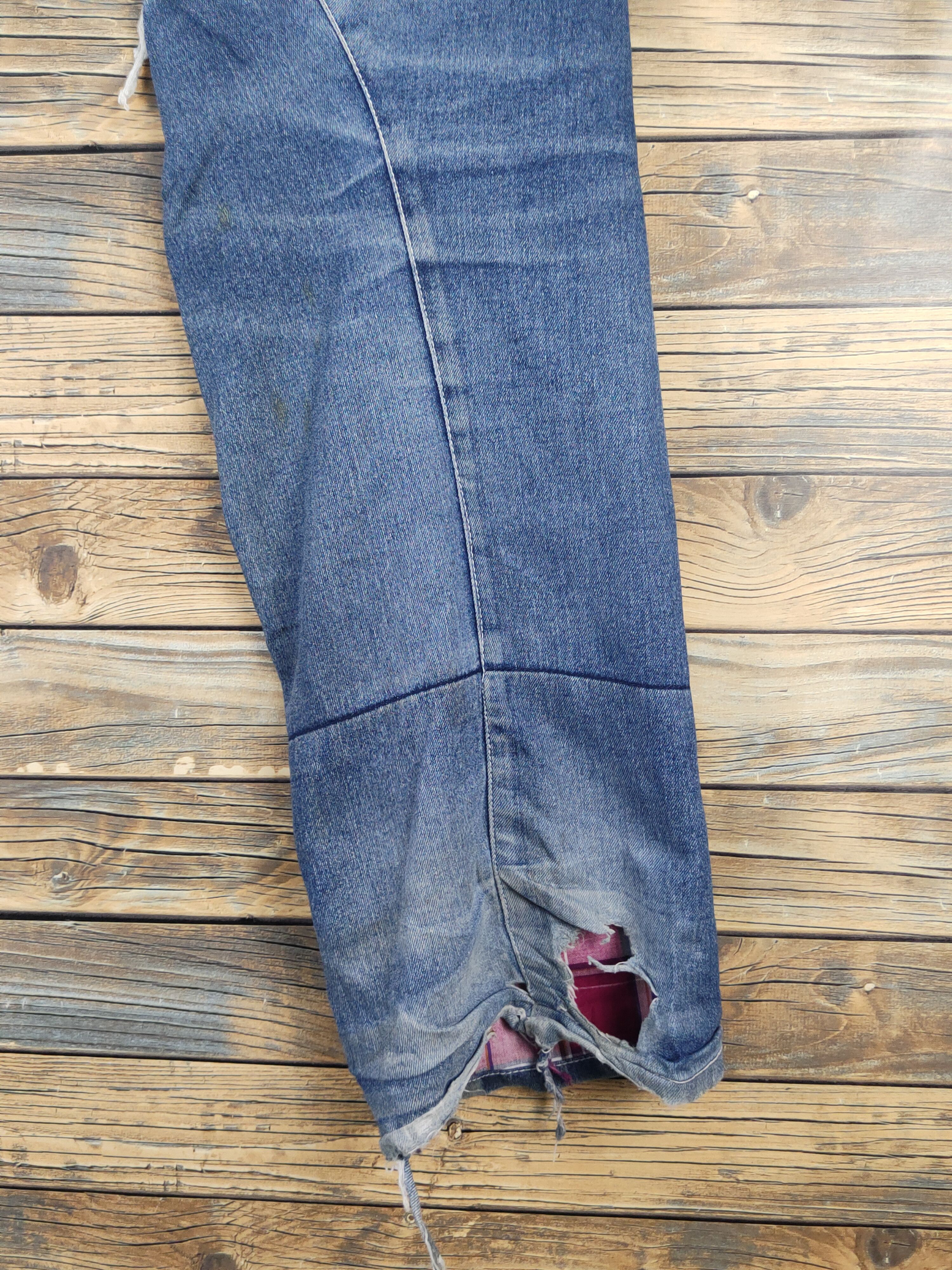 Japanese Brand UPST Upstart double waist Blue Ripped Soft Jeans #W1704 Size US 32 / EU 48 - 16 Thumbnail