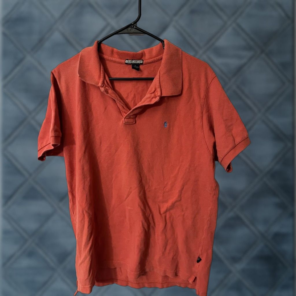 Theory String Theory Polo Shirt Mens Size L Short Sleeve Orange Solid Polo Shirt Size US L / EU 52-54 / 3 - 1 Thumbnail