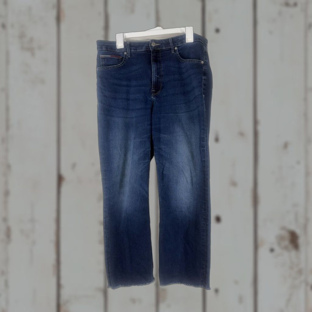 Tommy Hilfiger Tommy Jeans Dk Faded Wash W-Whiskers Straight Hi-Rise Ankle Jeans Womens Size 14 Size 36" / US 14 / IT 50 - 1 Thumbnail