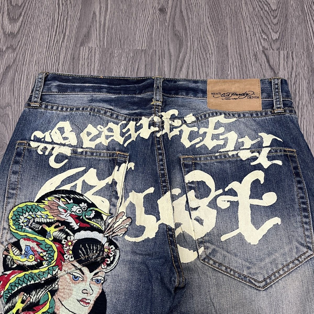 Ed Hardy 2000s Embroidery Jeans Ed Hardy Back Print 🟥 Size US 30 / EU 46 - 3 Thumbnail
