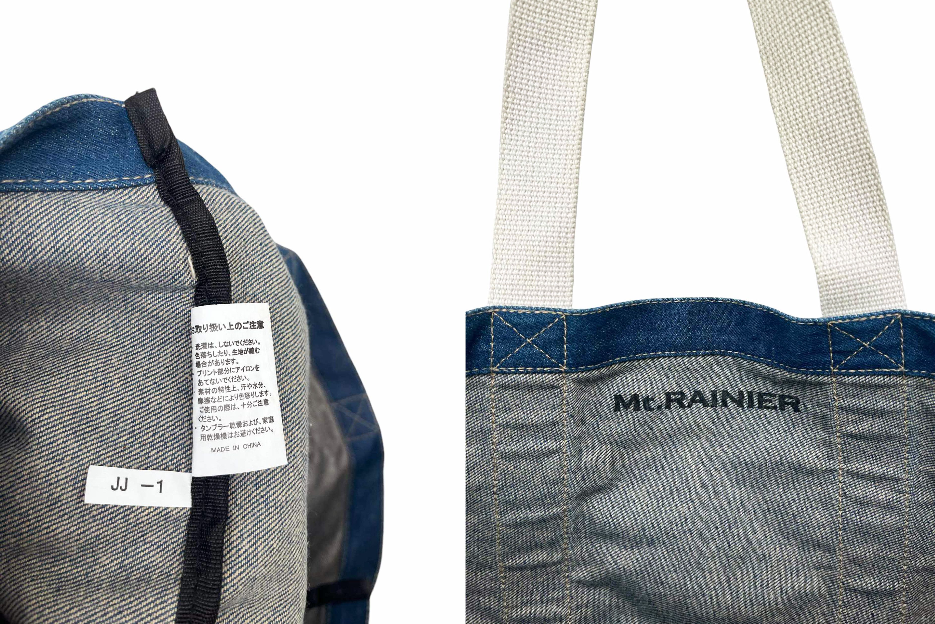 Japanese Brand Mt. Rainier Blue denim Large size tote bag // shoulder bag Size ONE SIZE - 9 Thumbnail