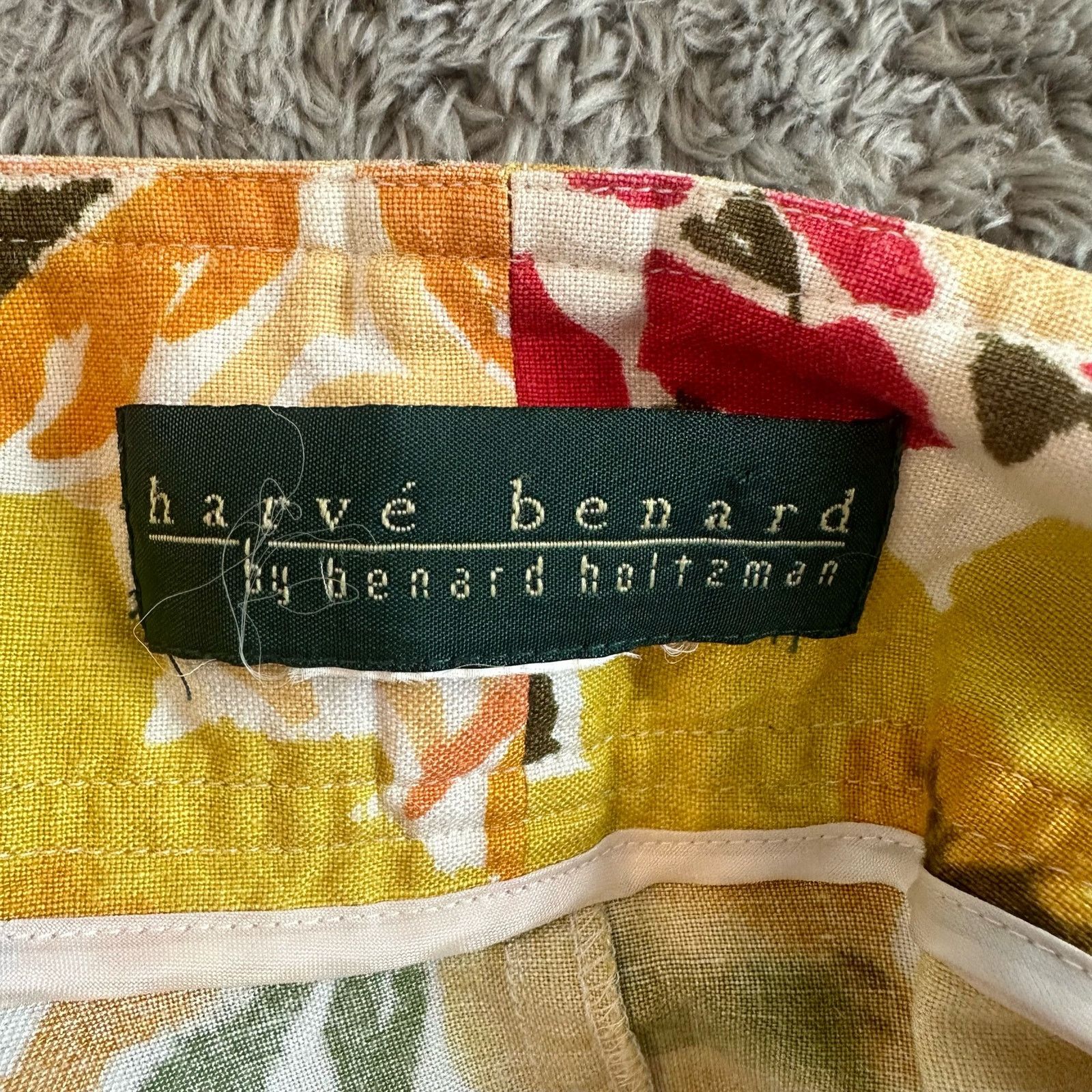 Harve Benard VTG Linen Tropical Floral Pencil Skirt Yellow Green 80s 90s Size 29" - 5 Thumbnail