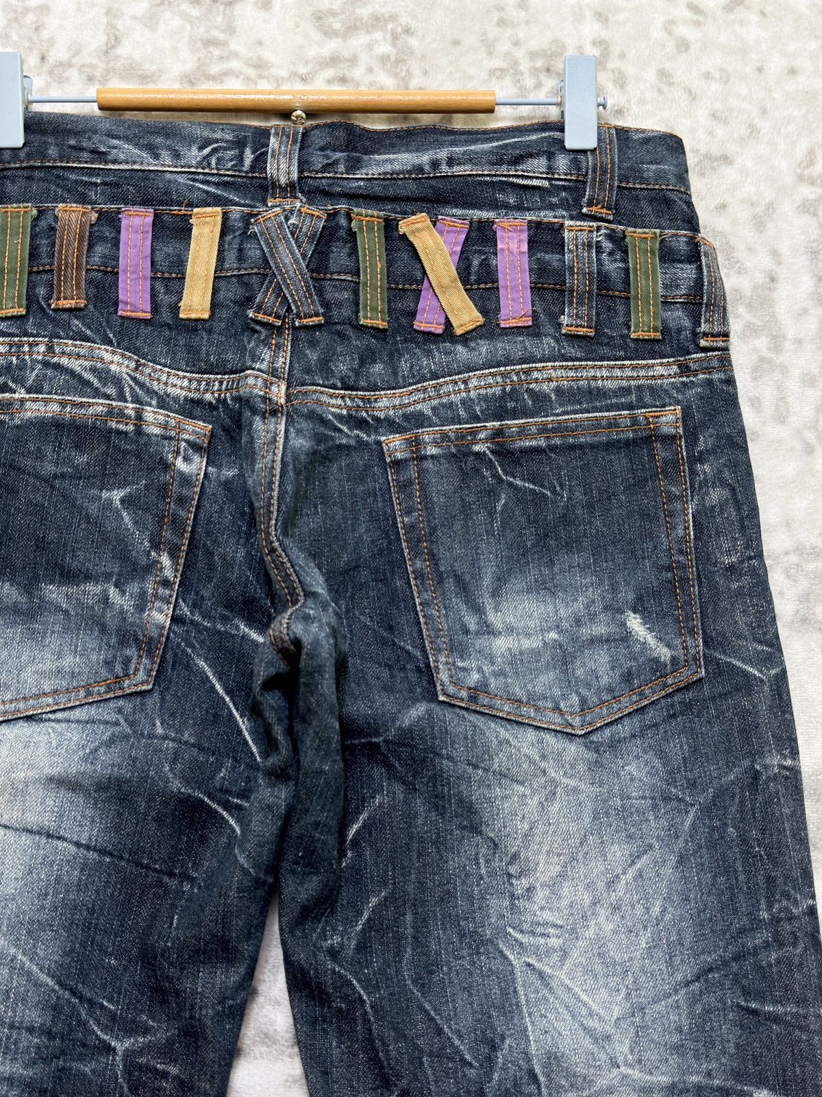 Kapital Nylaus Double Waist Distressed Y2K Straight Cut Denim Jeans Size US 32 / EU 48 - 11 Thumbnail