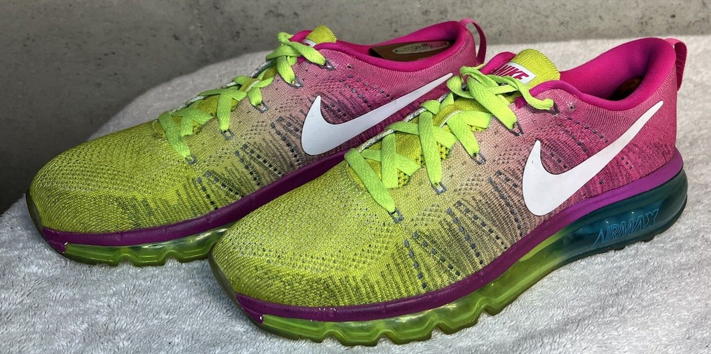 Nike Nike Air Max Flyknit ID Pink Lime-Green Blue Running Sz 8.5 Size US 8.5 / EU 41-42 - 1 Thumbnail
