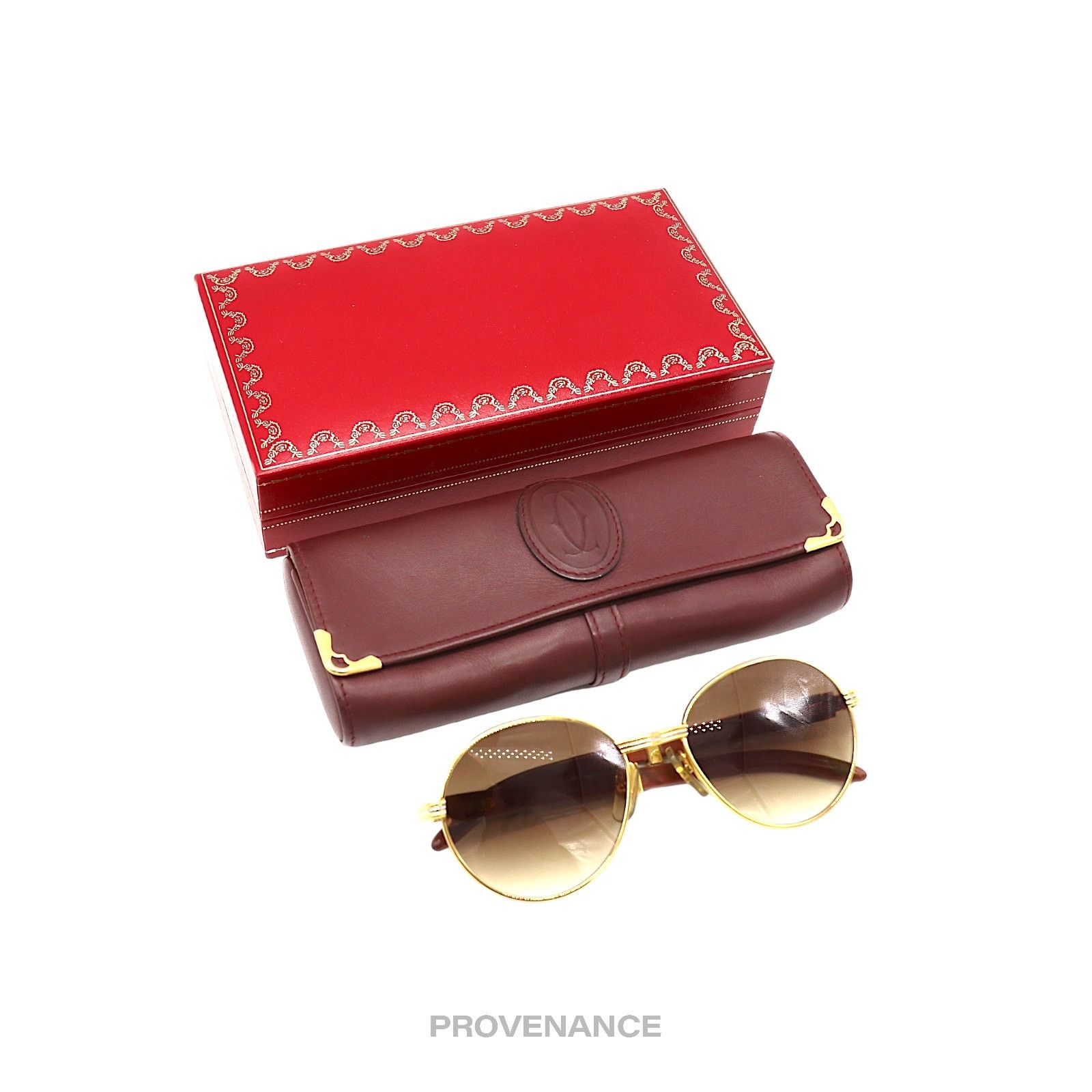 Cartier 🔴 Cartier Bagatelle Wood Sunglasses- Brown Size ONE SIZE - 15 Thumbnail