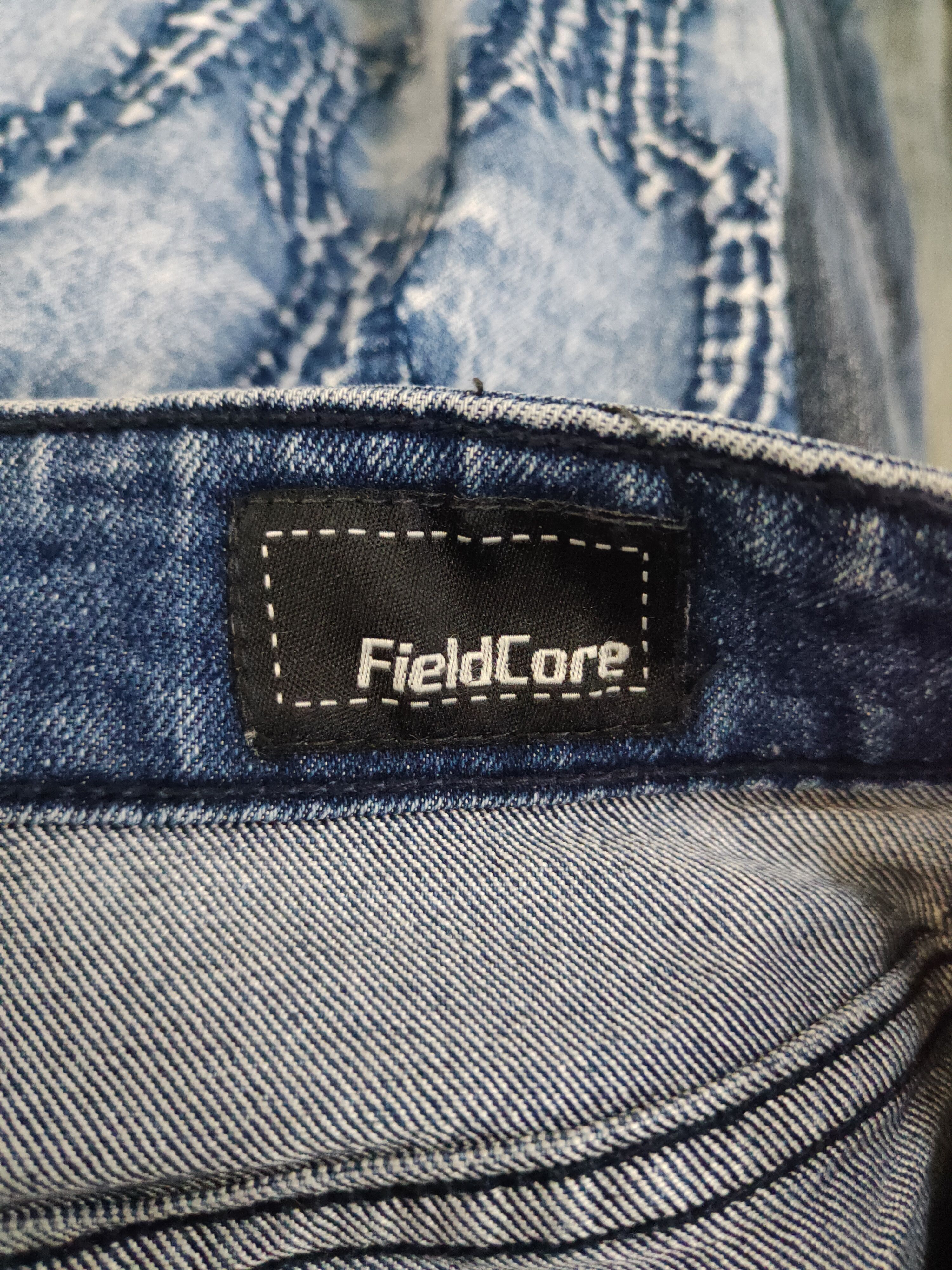 Japanese Brand FieldCore Dark Blue Distressed Ripped denim Jeans #W1960 Size US 32 / EU 48 - 15 Thumbnail