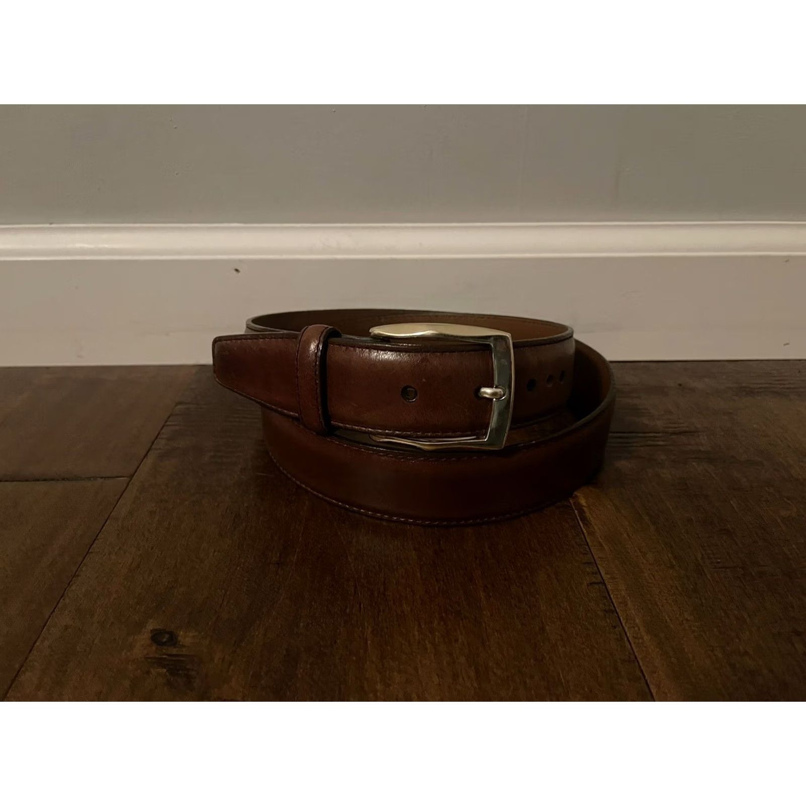 Brighton Brighton Brown Leather Belt Men's 36 Made in USA Italian Calfskin M11075 Size 36 - 2 Thumbnail