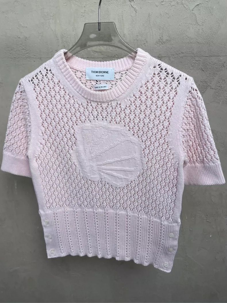 Thom Browne Thom Browne Pink shell lace knit short sleeves Size XS / US 0-2 / IT 36-38 - 3 Thumbnail