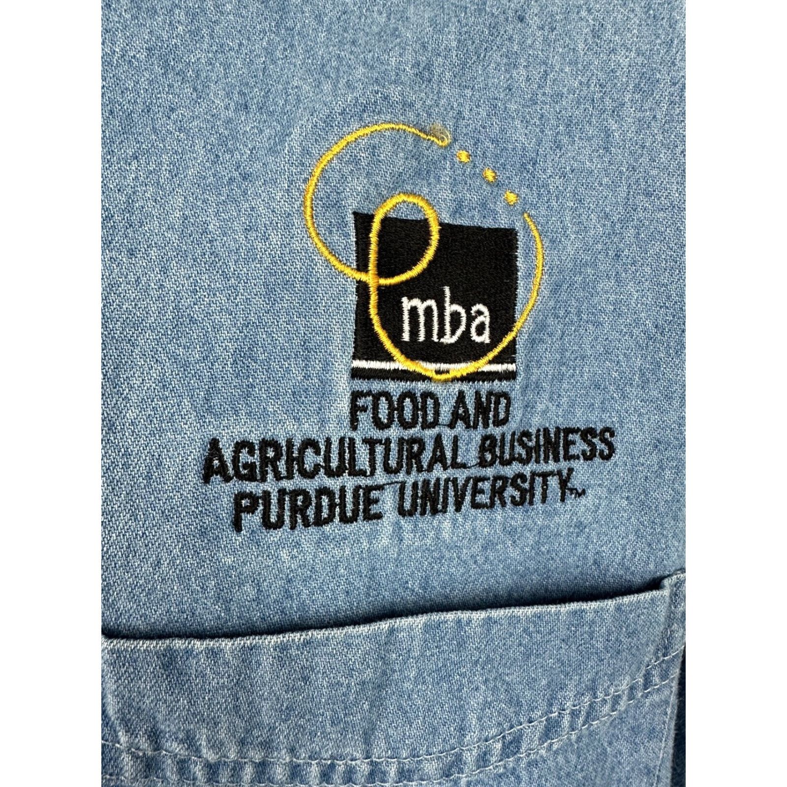 Port & Company VINTAGE Port & Company Purdue University Denim Shirt Men L Blue Denim Shirt Casual Business Workwear 90s Farming University Y2K Mens Size US L / EU 52-54 / 3 - 2 Thumbnail
