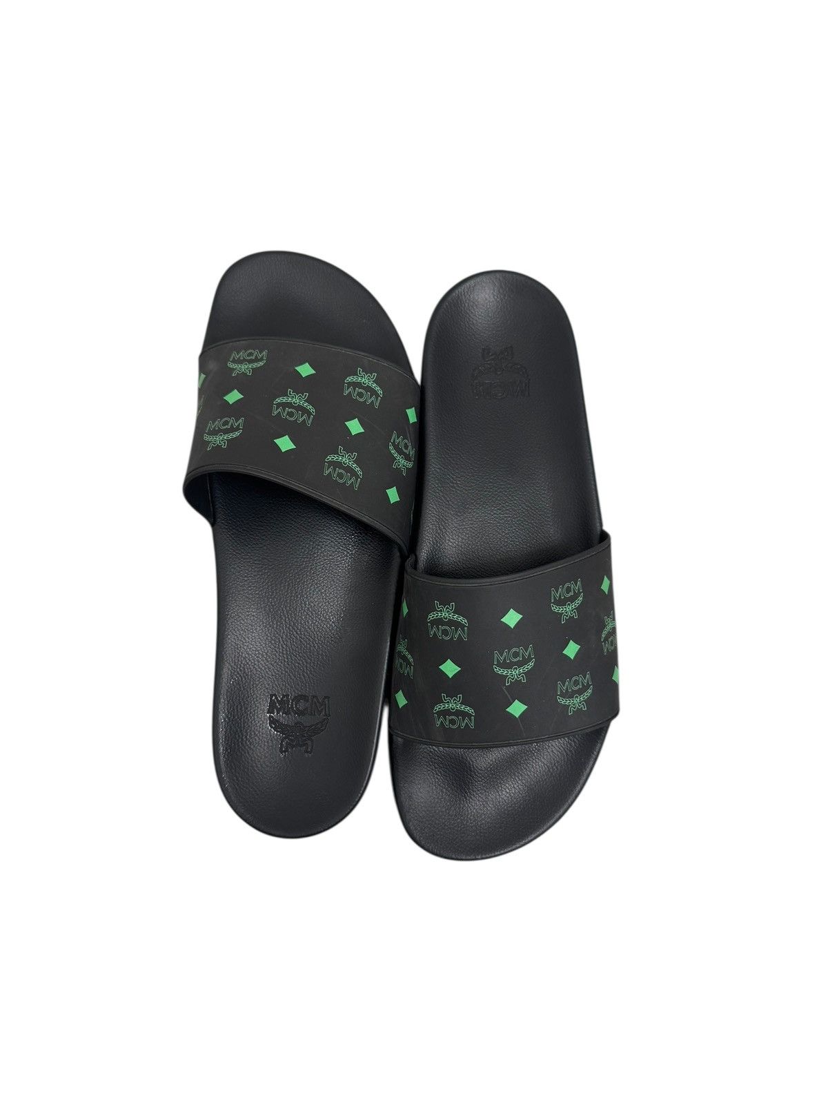MCM MCM Monogram Print Rubber Slides Black Size US 9 / EU 42 - 3 Thumbnail