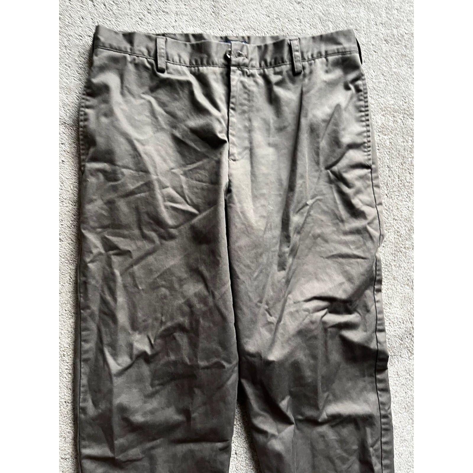 Izod IZOD Men’s Flat Front Chino Pants 34x30 Brown Solid Khakis Pants Regular Men Size US 34 / EU 50 - 2 Thumbnail