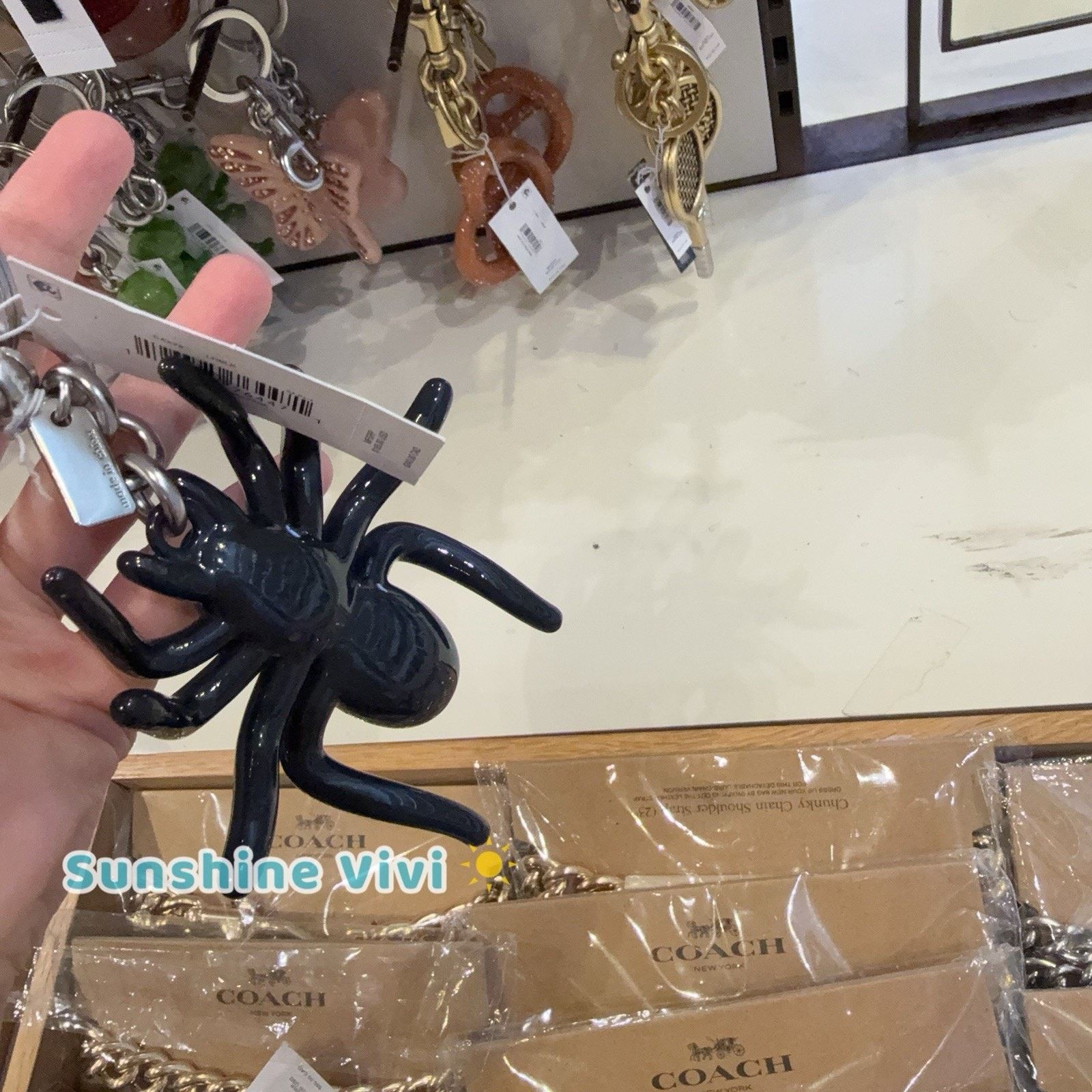 Coach NWT Coach Spider Bag Charm Silver/Black CAX79 Size ONE SIZE - 2 Thumbnail
