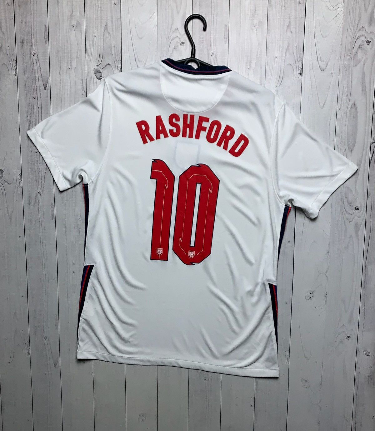 Vintage Nike England 10 Rashford soccer jersey size L white