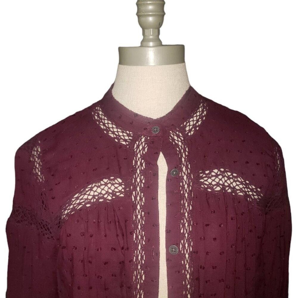 Designer CT747 Rampage Ladies Burgundy Long Sleeve Romance Shirt S Size S / US 4 / IT 40 - 2 Thumbnail