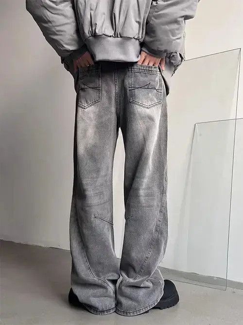 Jean High street Y2K washed smoky grey micro flare baggy jeans Size US 34 / EU 50 - 1 Thumbnail