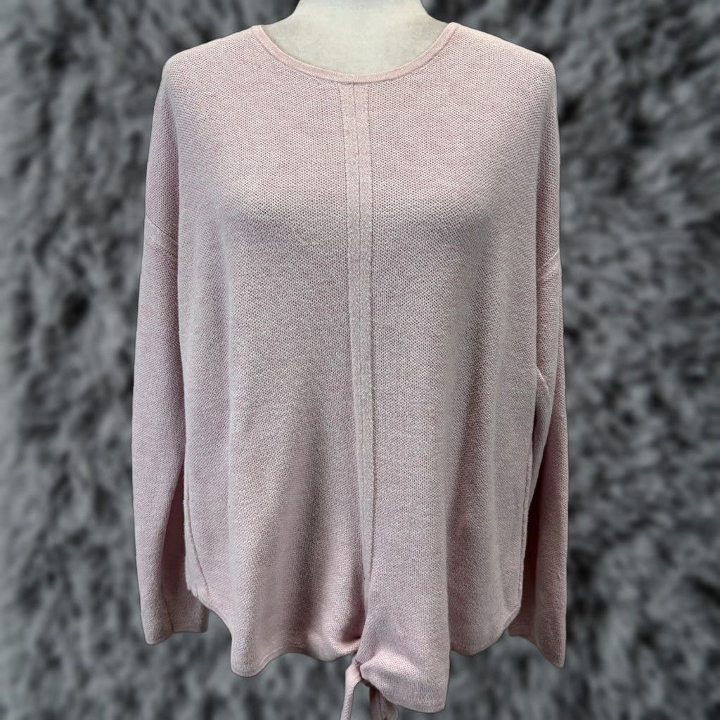 J. Jill J. Jill Tie Front Sweater Women's Large Pink Beach Coastal Cotton Blend Size L / US 10 / IT 46 - 1 Thumbnail