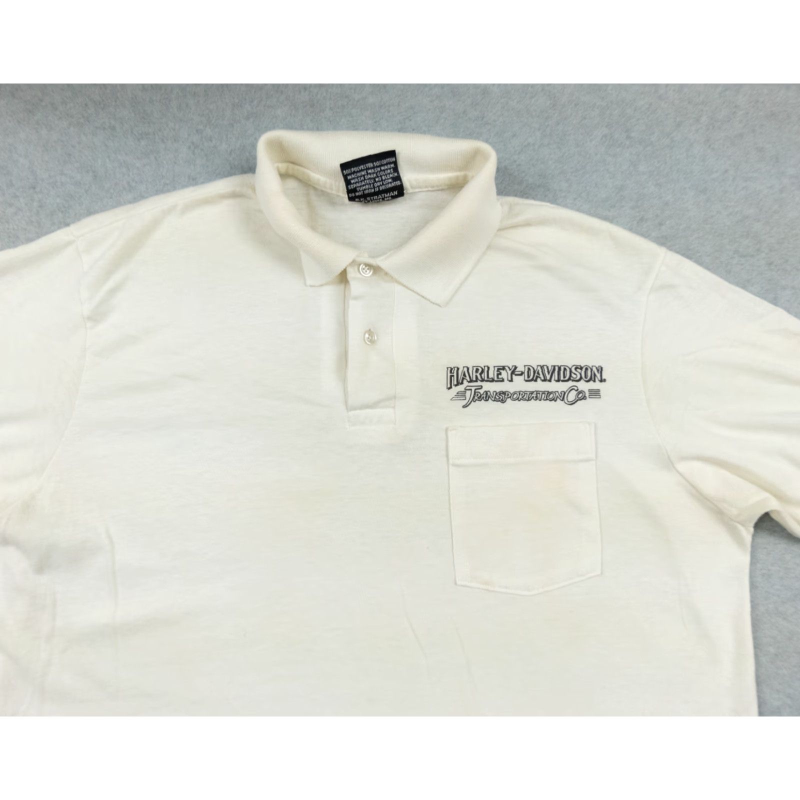 Harley Davidson VINTAGE Harley-Davidson Polo Shirt Adult XL White Short Sleeve Motorcycle Shirt Polo Harley-Davidson 80s 90s Mens Size US XL / EU 56 / 4 - 2 Thumbnail