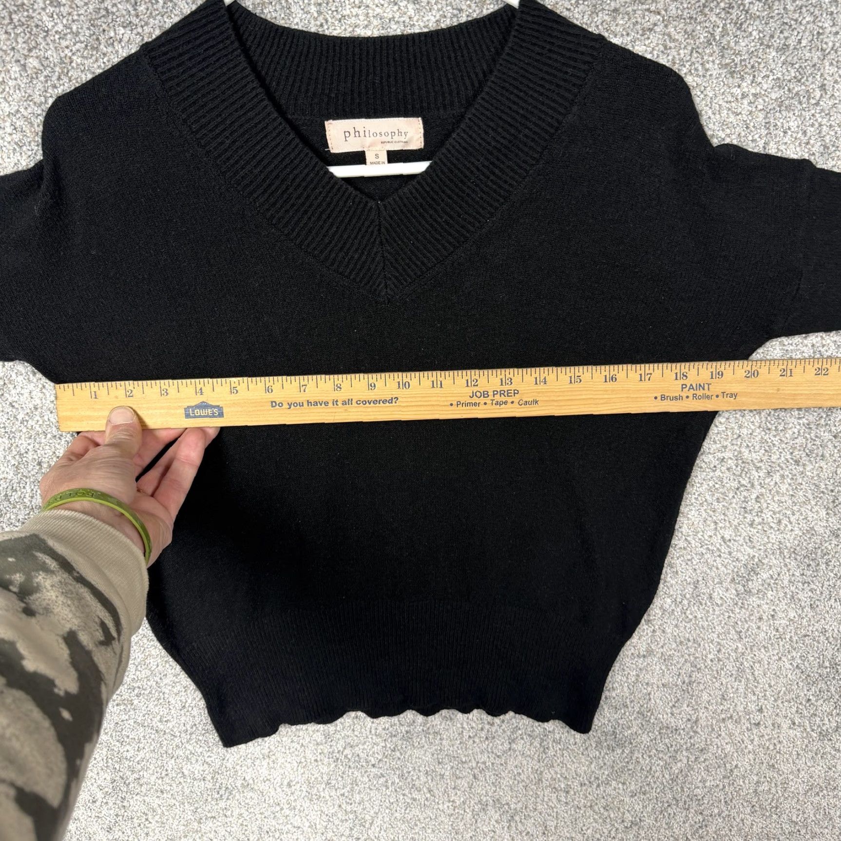 Vintage Philosophy Sweater Women S Black V-Neck Ribbed Knit Pullover Grunge Gothic Layering Knit Shirt Size S / US 4 / IT 40 - 4 Thumbnail