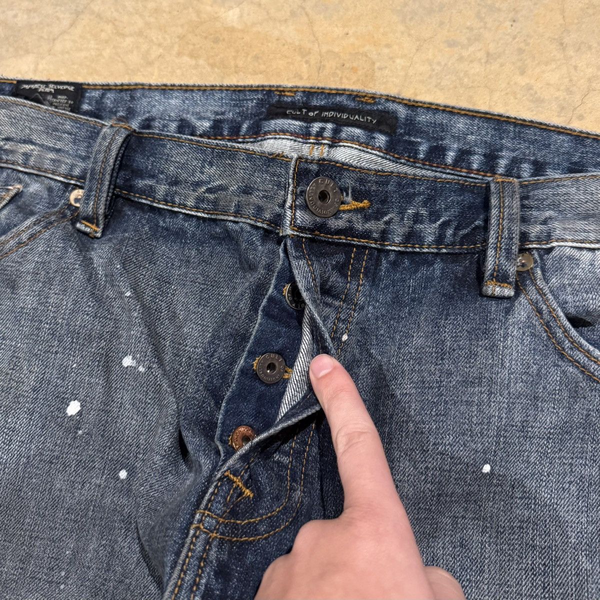 Cult Of Individuality Faded Distressed Japanese Selvedge Paint Splatter Jeans ERD Size US 42 / EU 58 - 7 Thumbnail