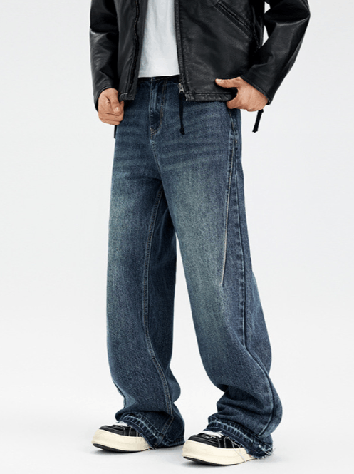 Japanese Brand × Jean American retro raw edge straight cleanfit street jeans Size US 32 / EU 48 - 3 Thumbnail